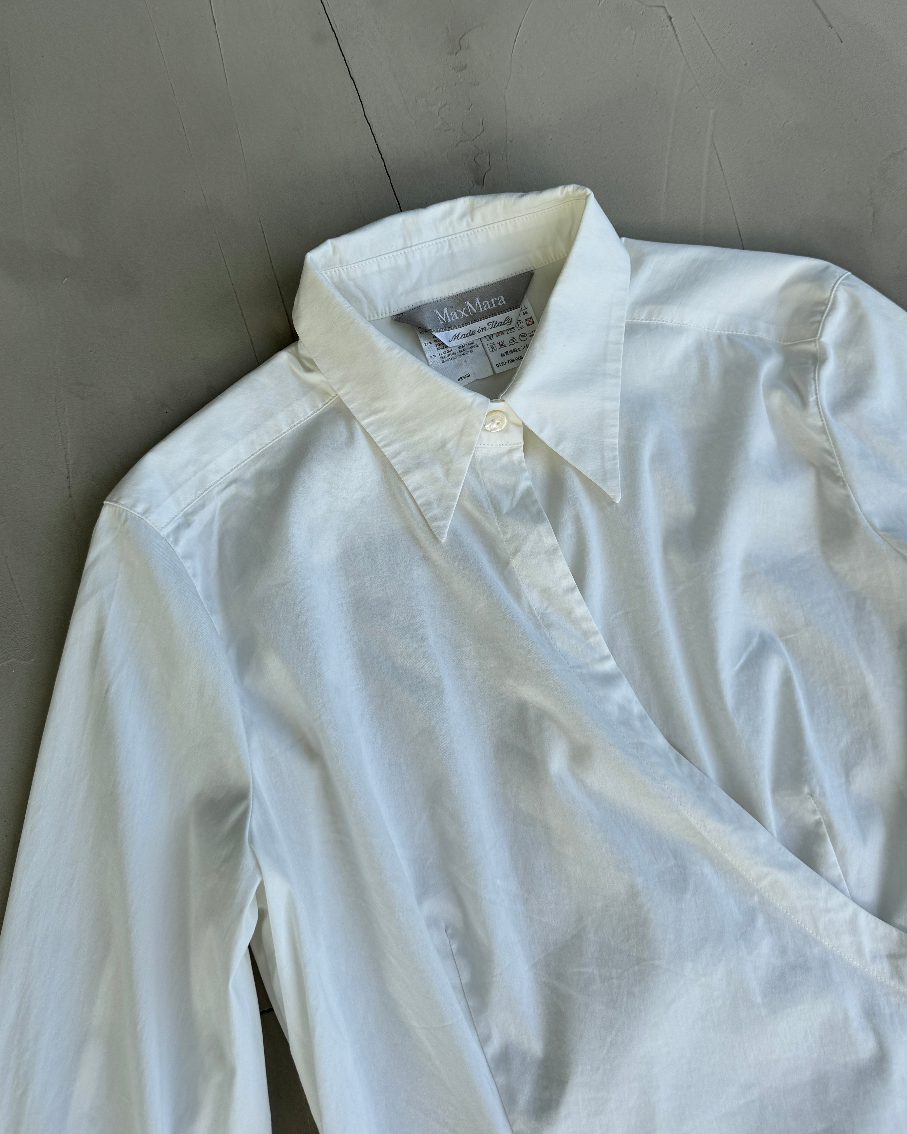 MAX MARA ASYMMETRIC WHITE SHIRT TOP