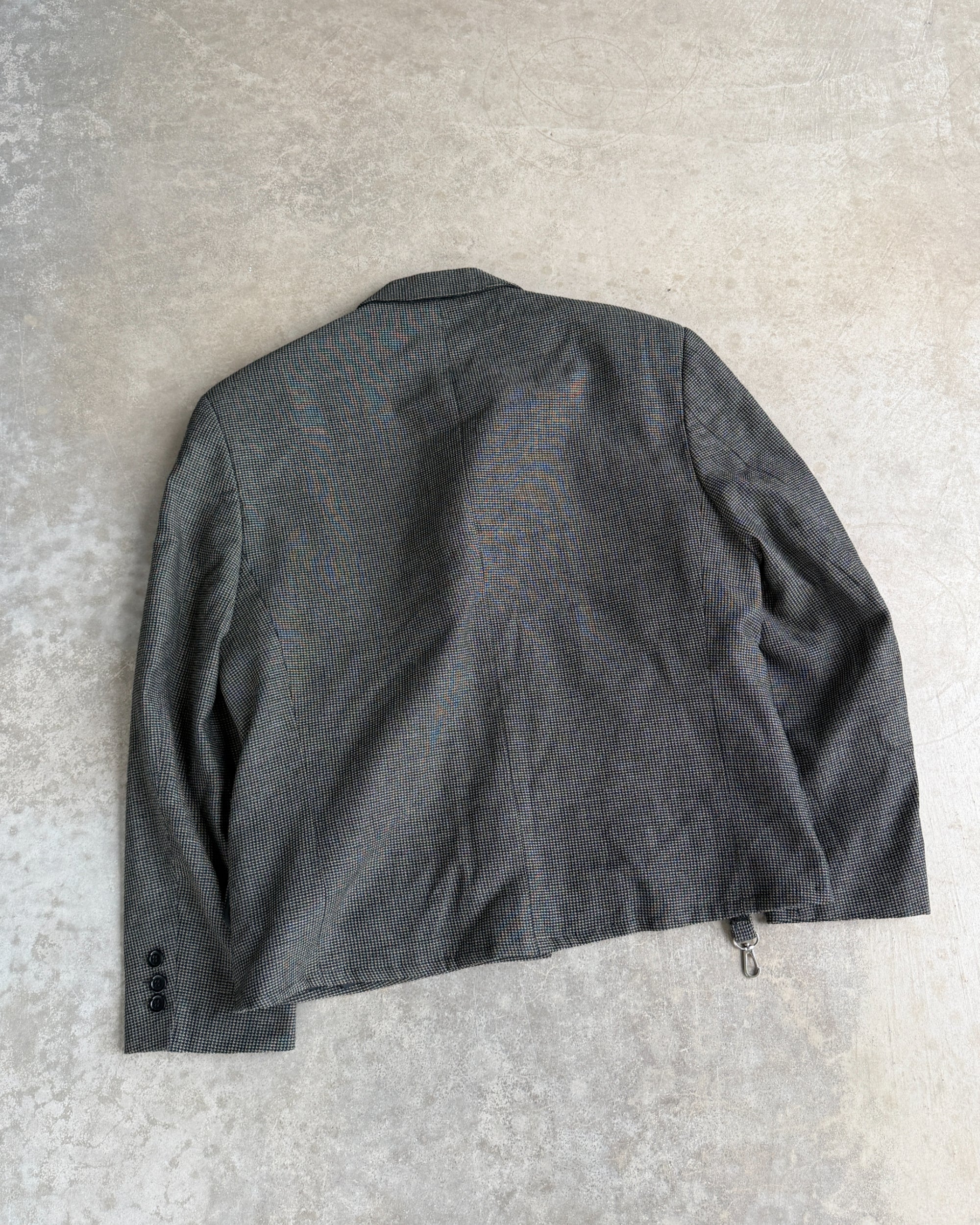 M Classic Altered Wool Jacket with Safety Pins – L-on a concrete background