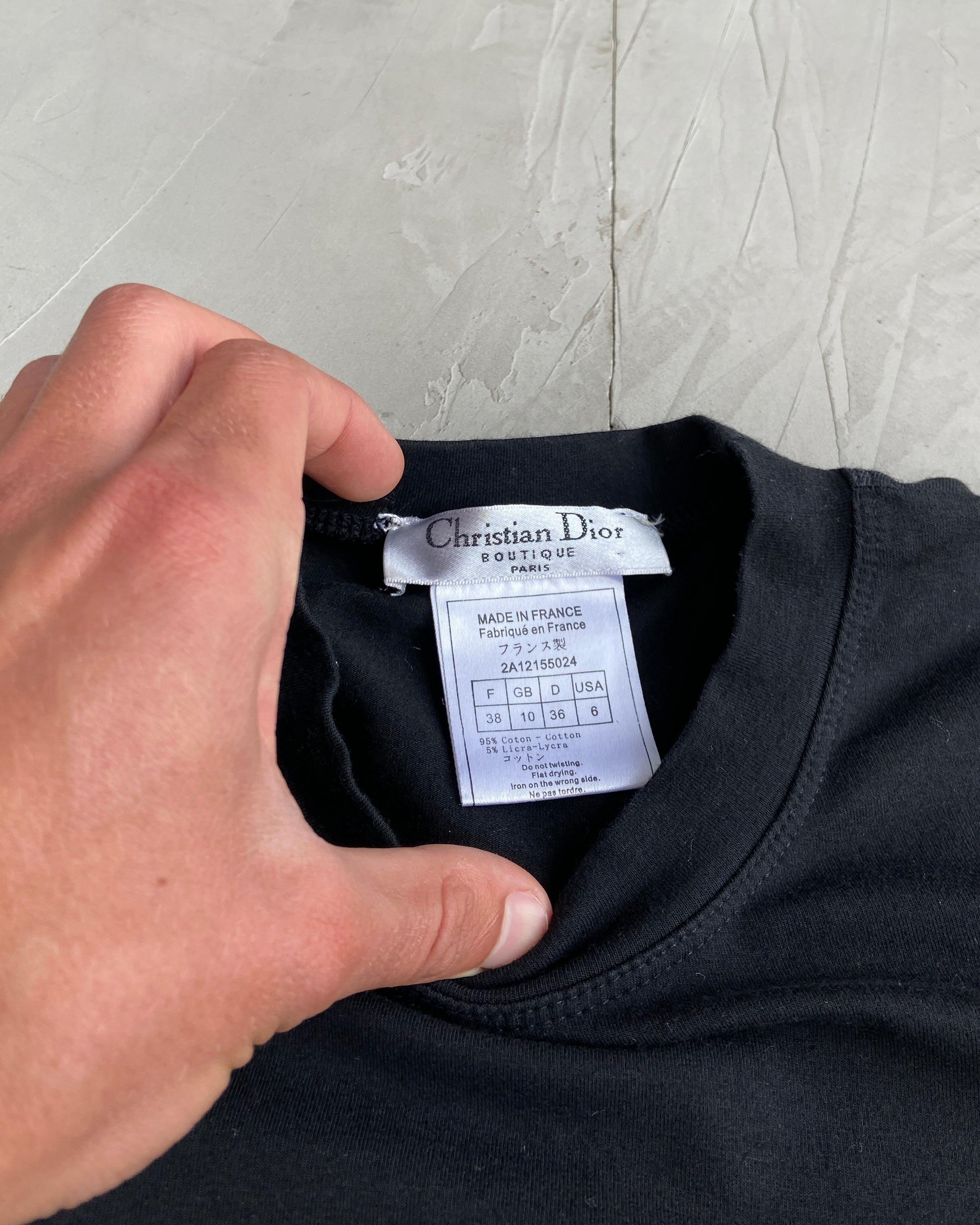 CHRISTIAN DIOR SS2002 GOTHIC TEXT TOP - M