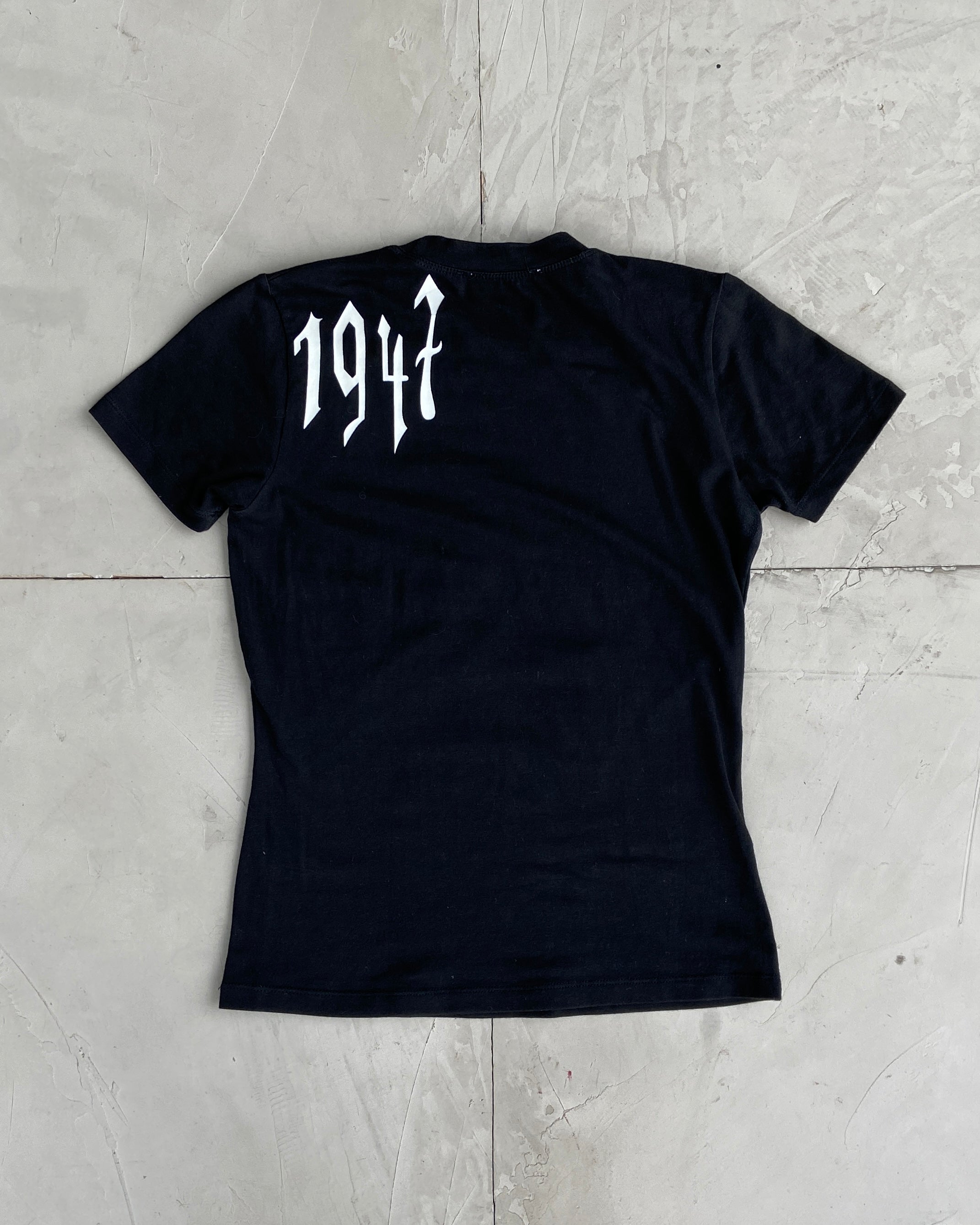 CHRISTIAN DIOR SS2002 GOTHIC TEXT TOP - M