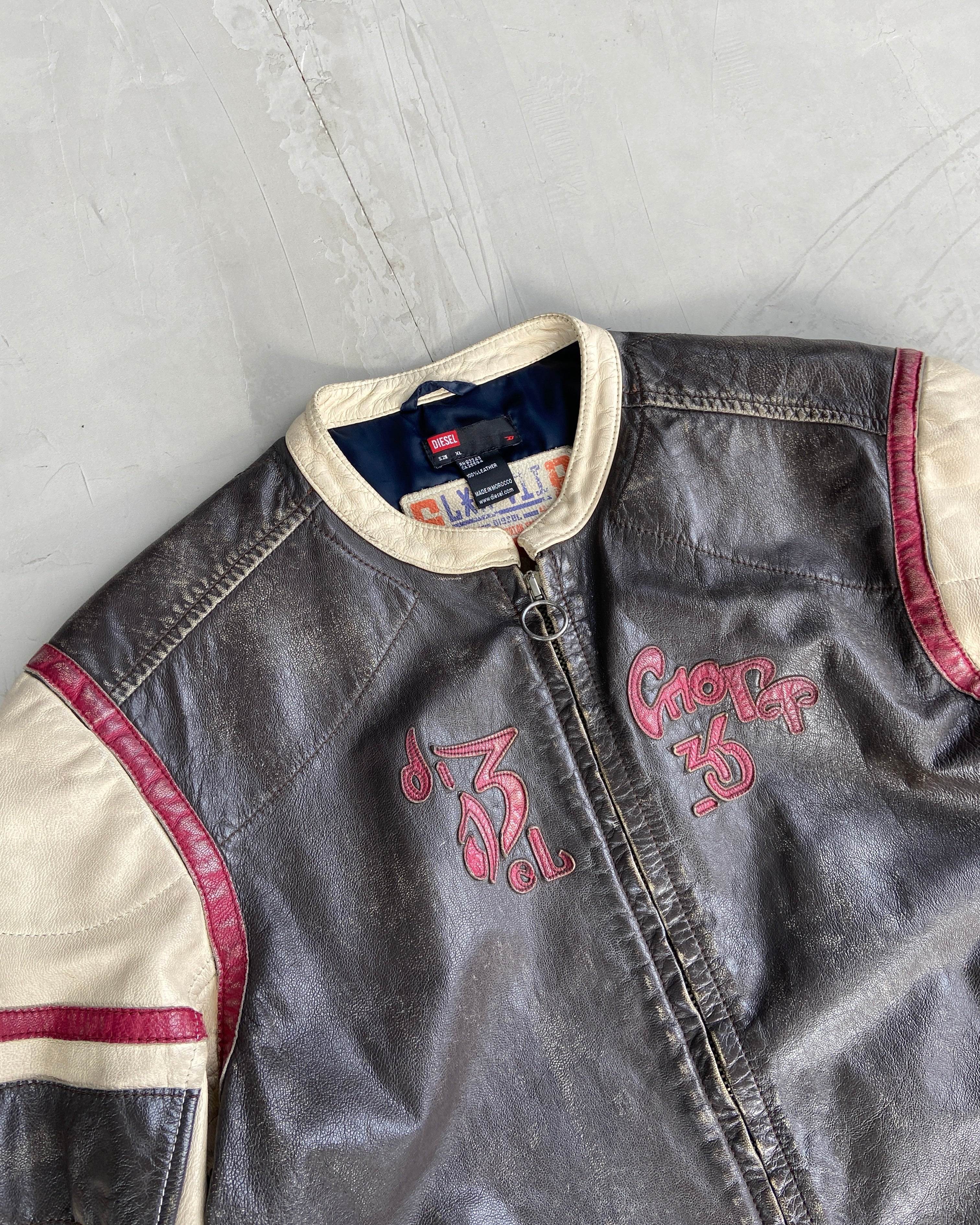 DIESEL LEATHER RACER JACKET - XL