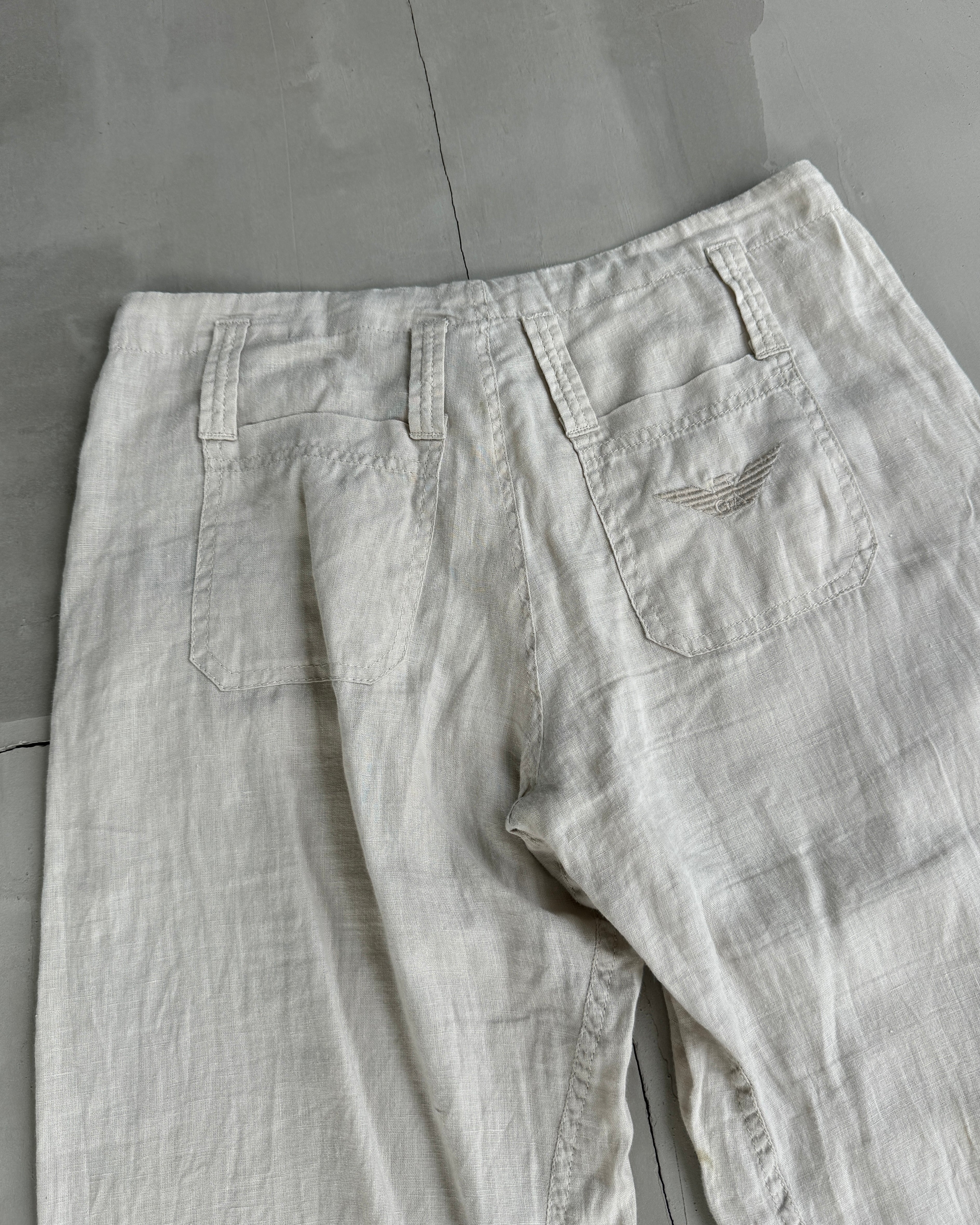 Armani Jeans Wide Leg Linen Pants with Zip Detail - M