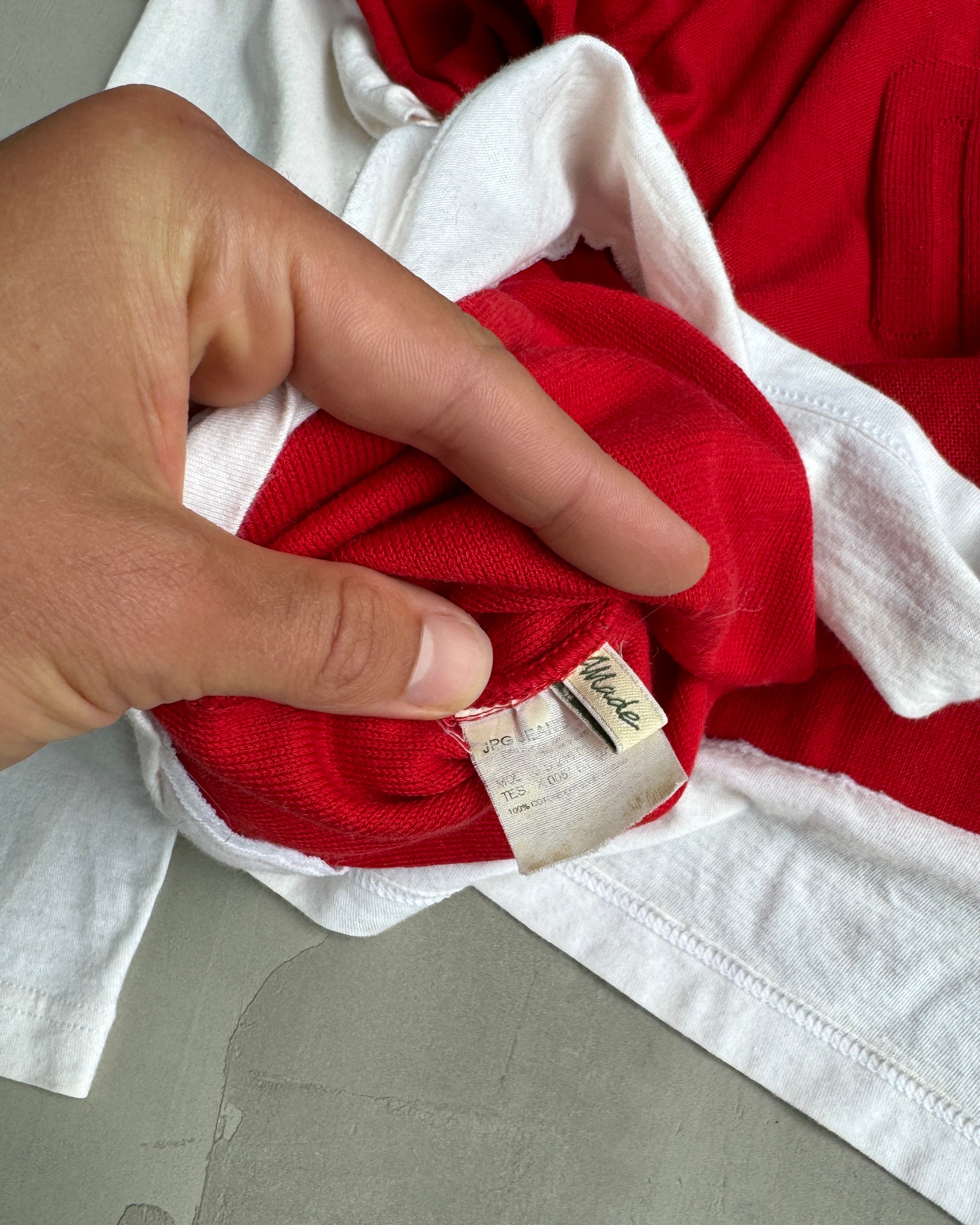 JEAN PAUL GAULTIER 'JPG JEANS' DOUBLE LAYER HOODIE - M