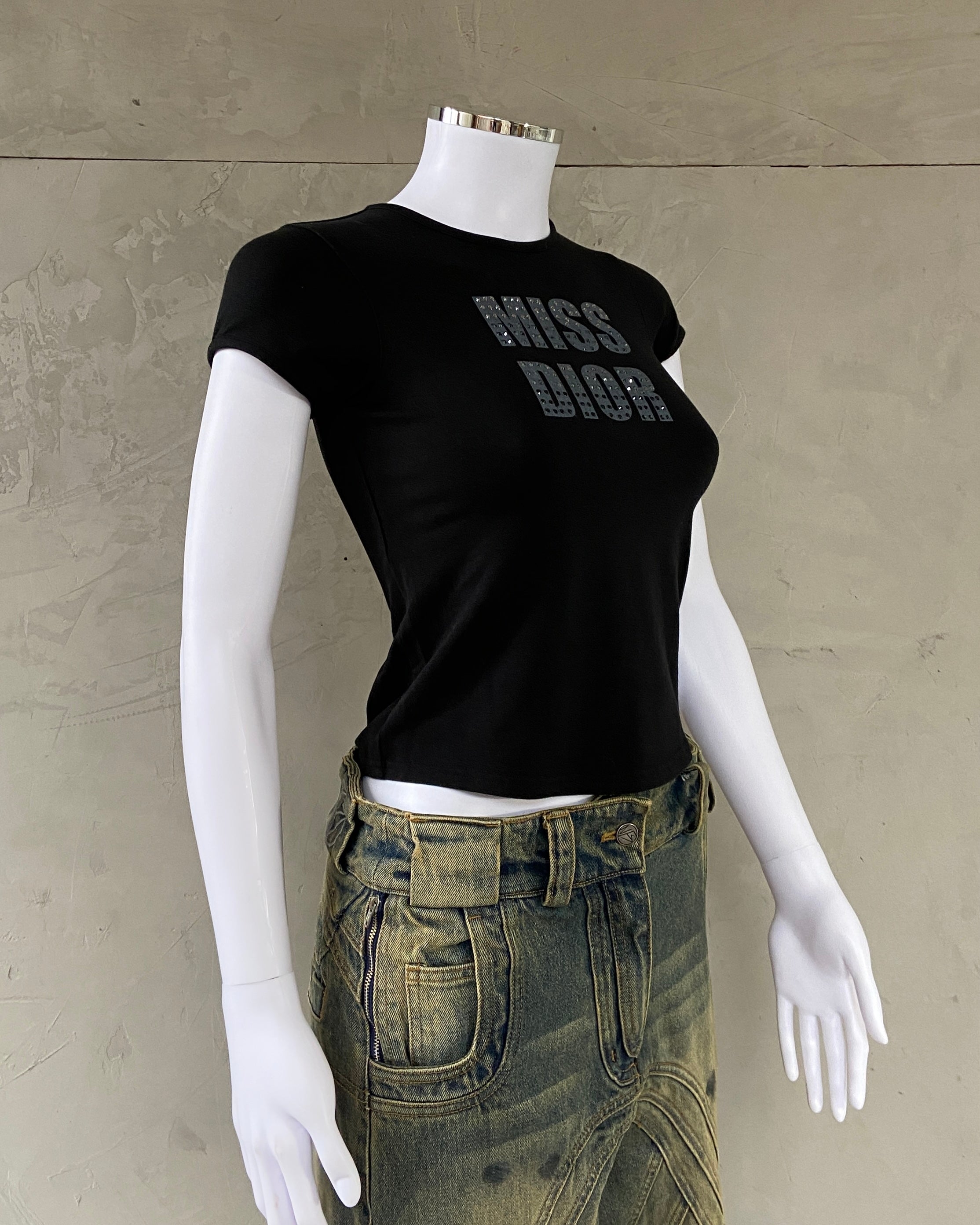 CHRISTIAN DIOR "MISS DIOR" RHINESTONED TOP - XS/S