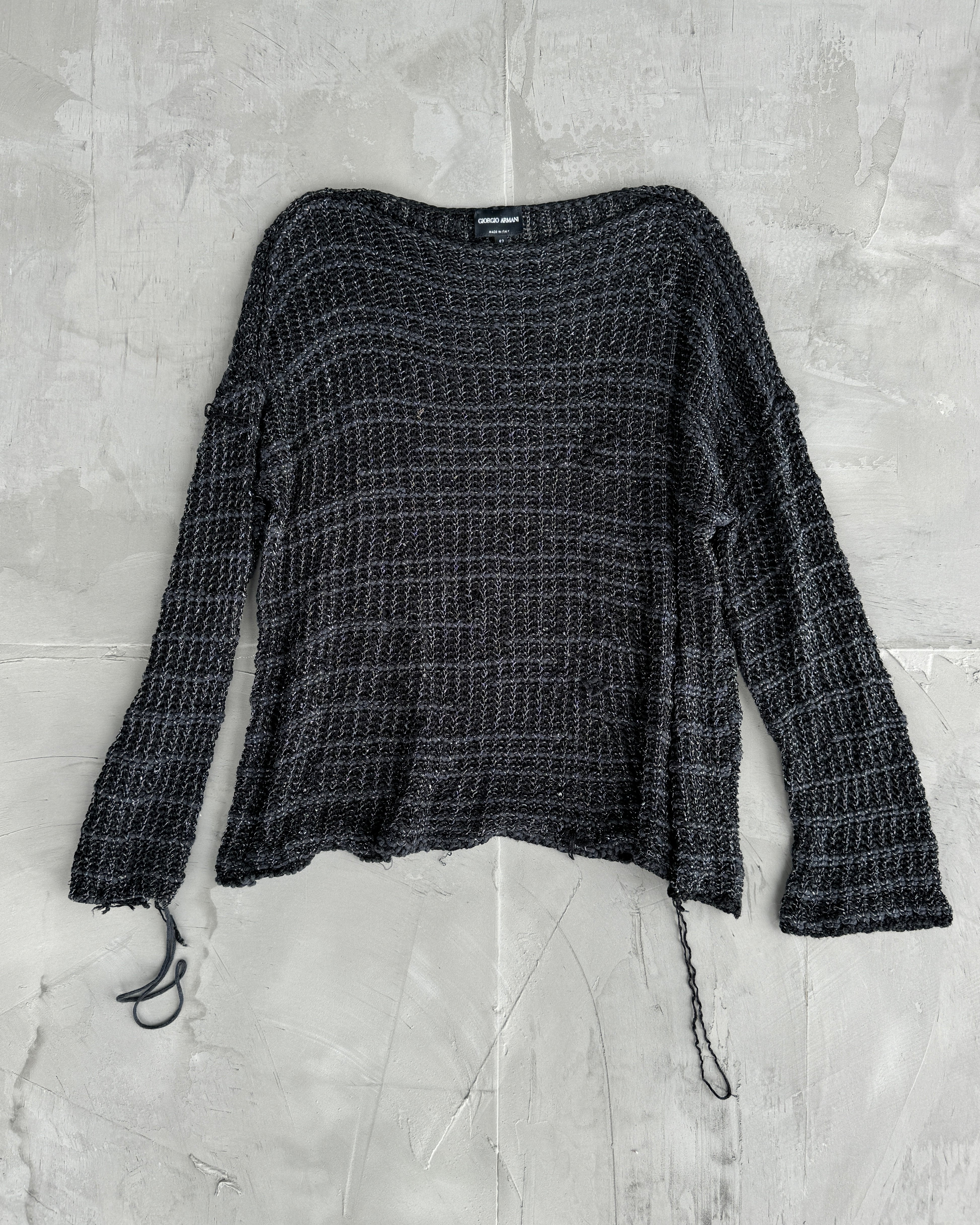 Giorgio Armani 90's Distressed Knit with Silver Detailing - M