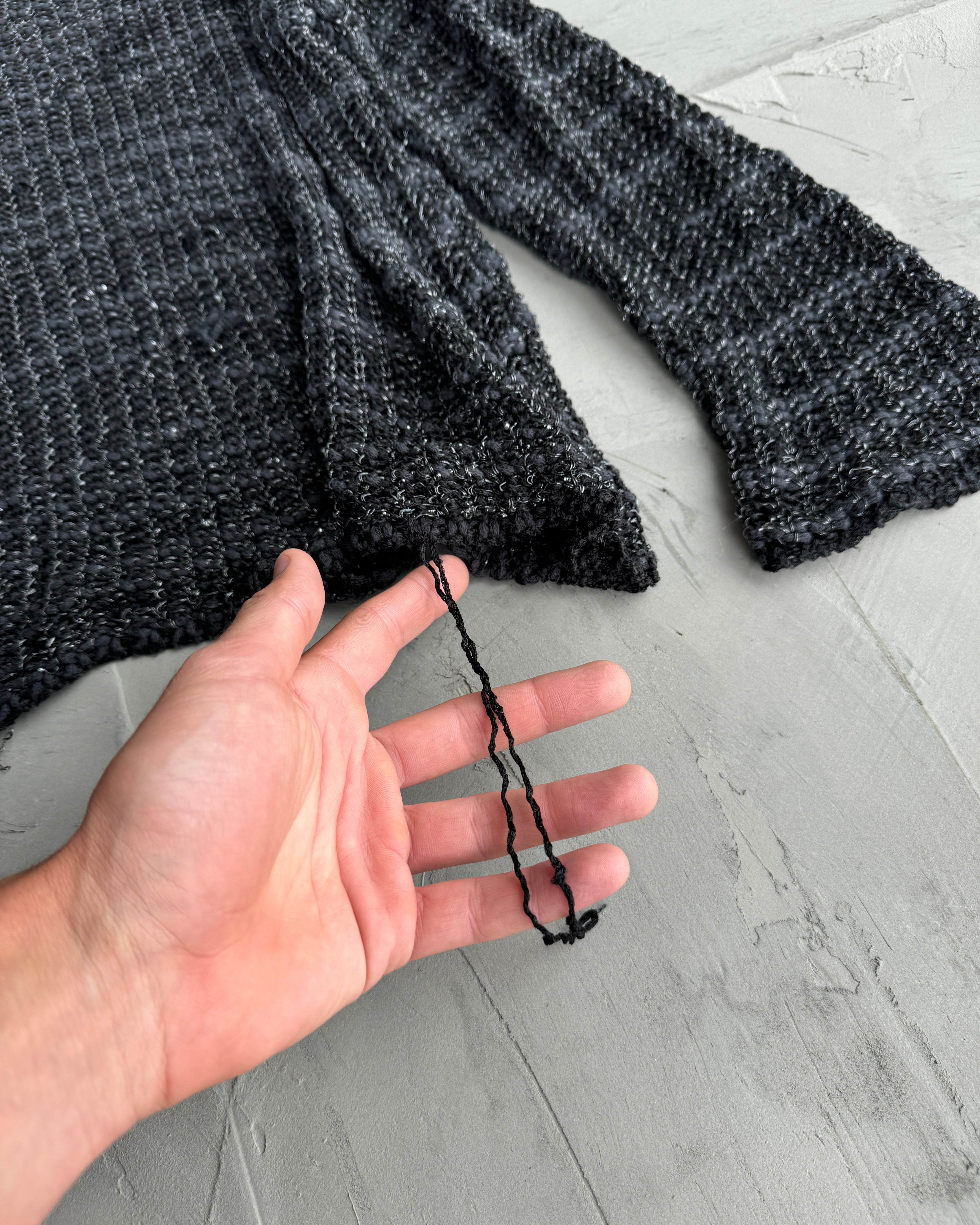 Giorgio Armani 90's Distressed Knit with Silver Detailing - M