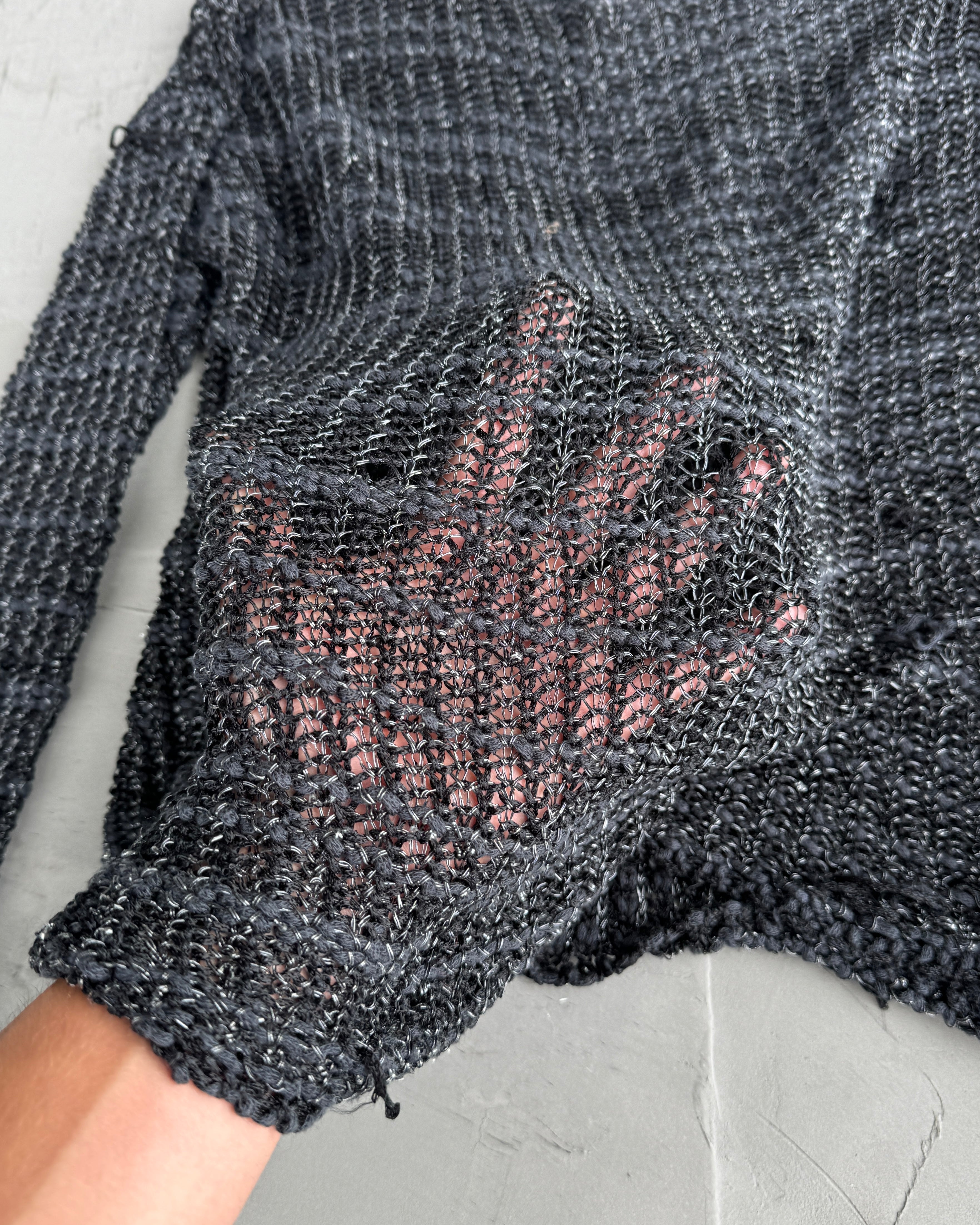 Giorgio Armani 90's Distressed Knit with Silver Detailing - M