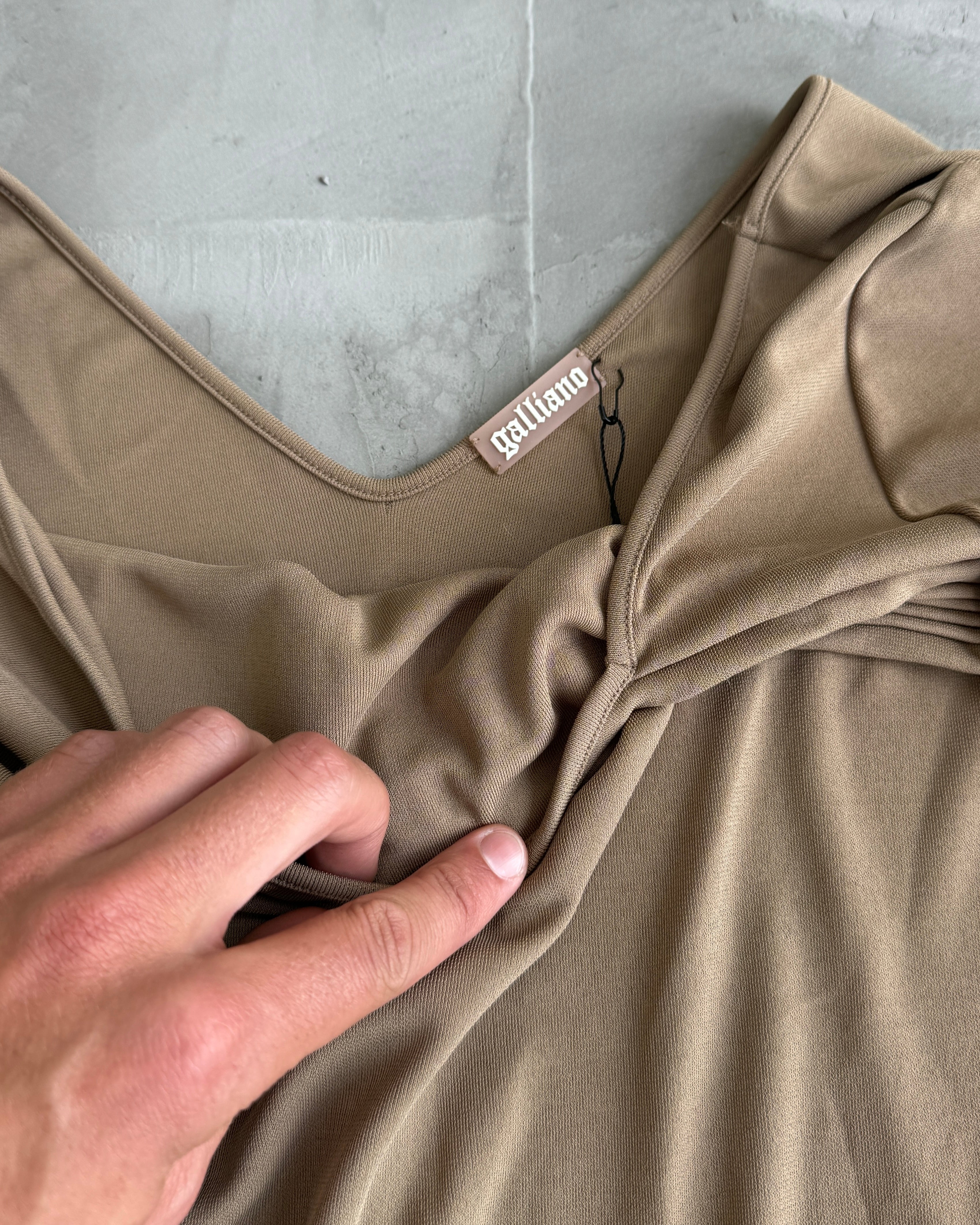 John Galliano Asymmetric Pleated Long Sleeve Top - S/M