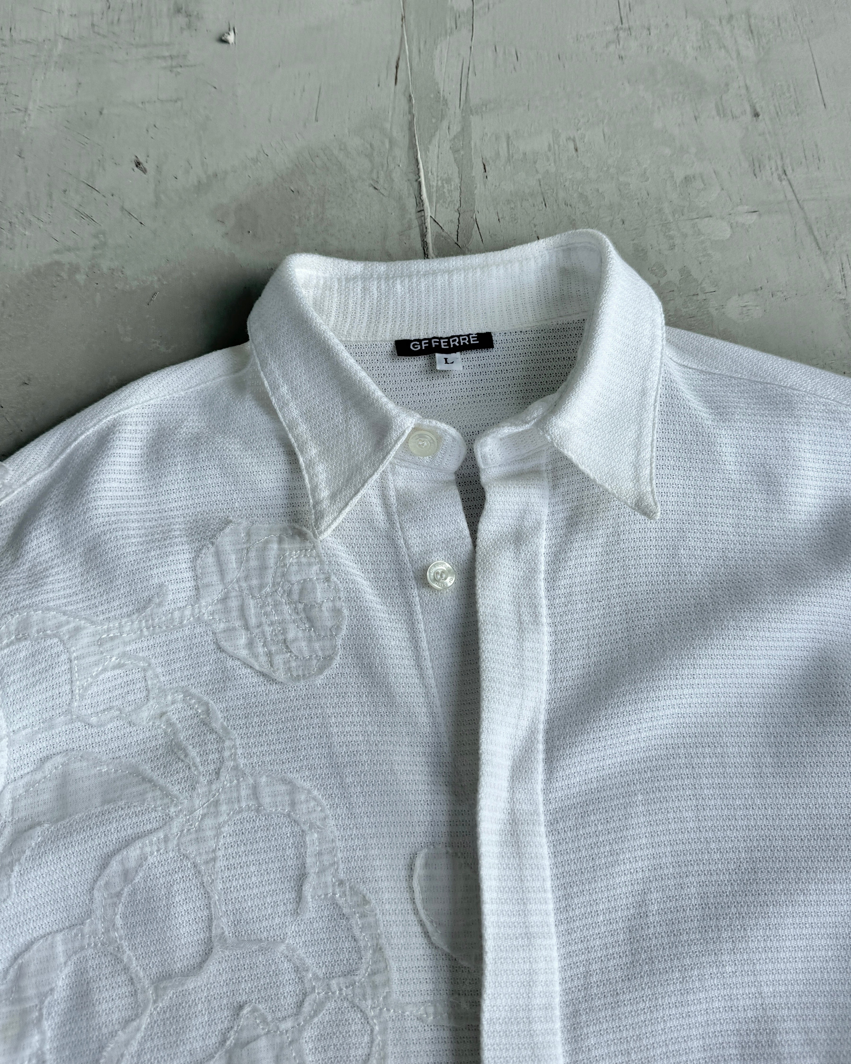 GIANFRANCO GF FERRE WHITE EMBROIDERED SHIRT
