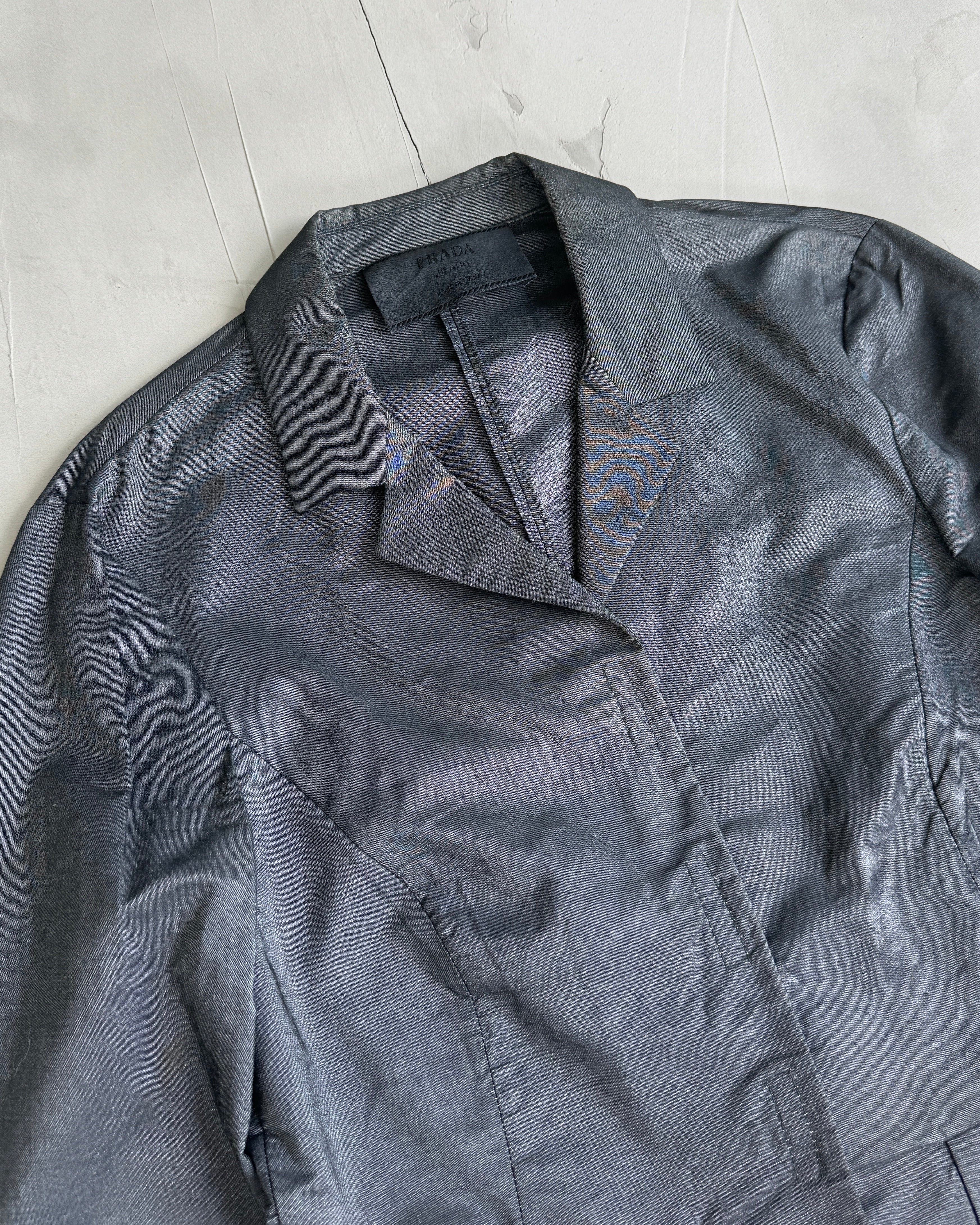 PRADA LIGHTWEIGHT DENIM BLAZER JACKET - S