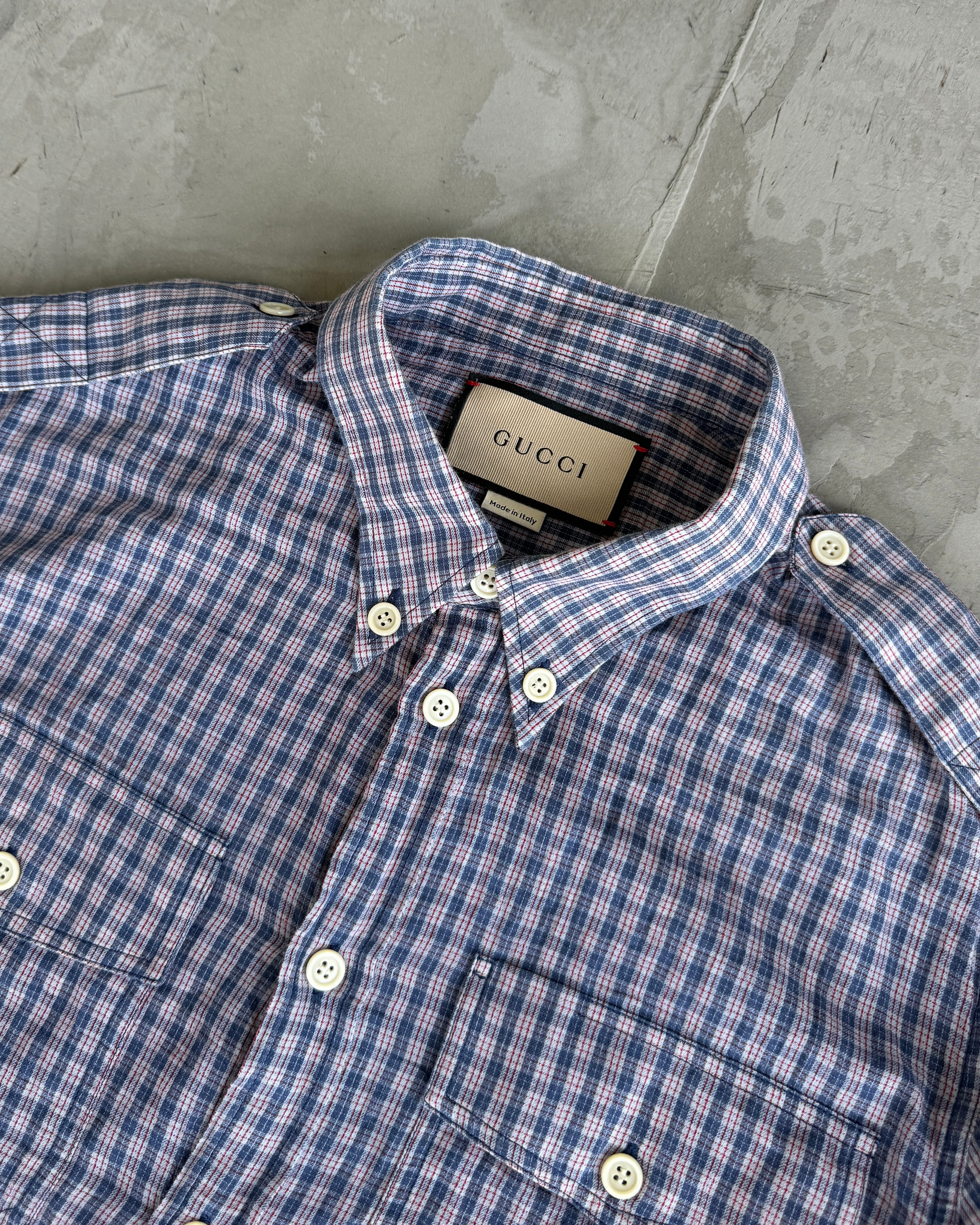 Gucci AW20 'Mon Petit Chou' Checkered Short Sleeve Shirt - M