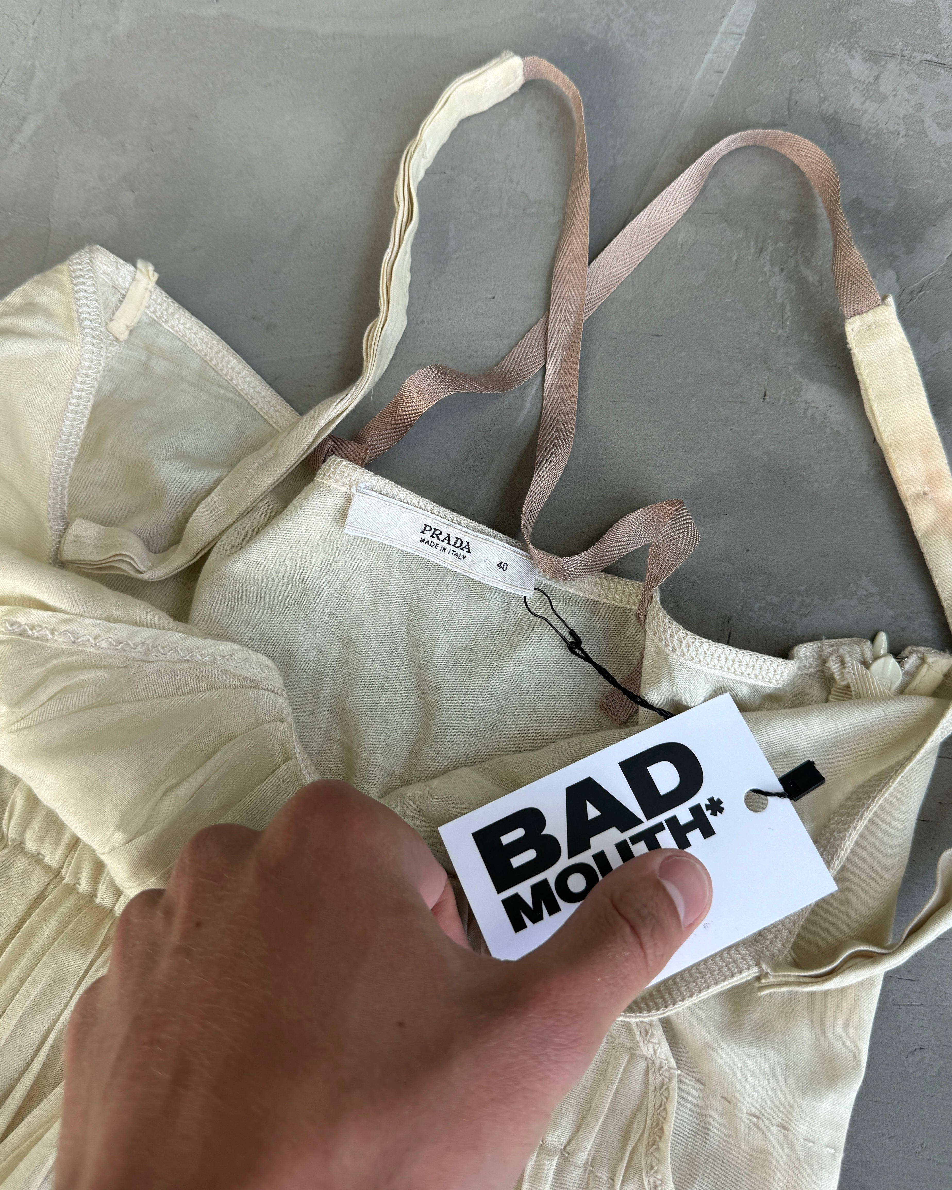 PRADA SS06 CREAM LINEN DRESS - S/M