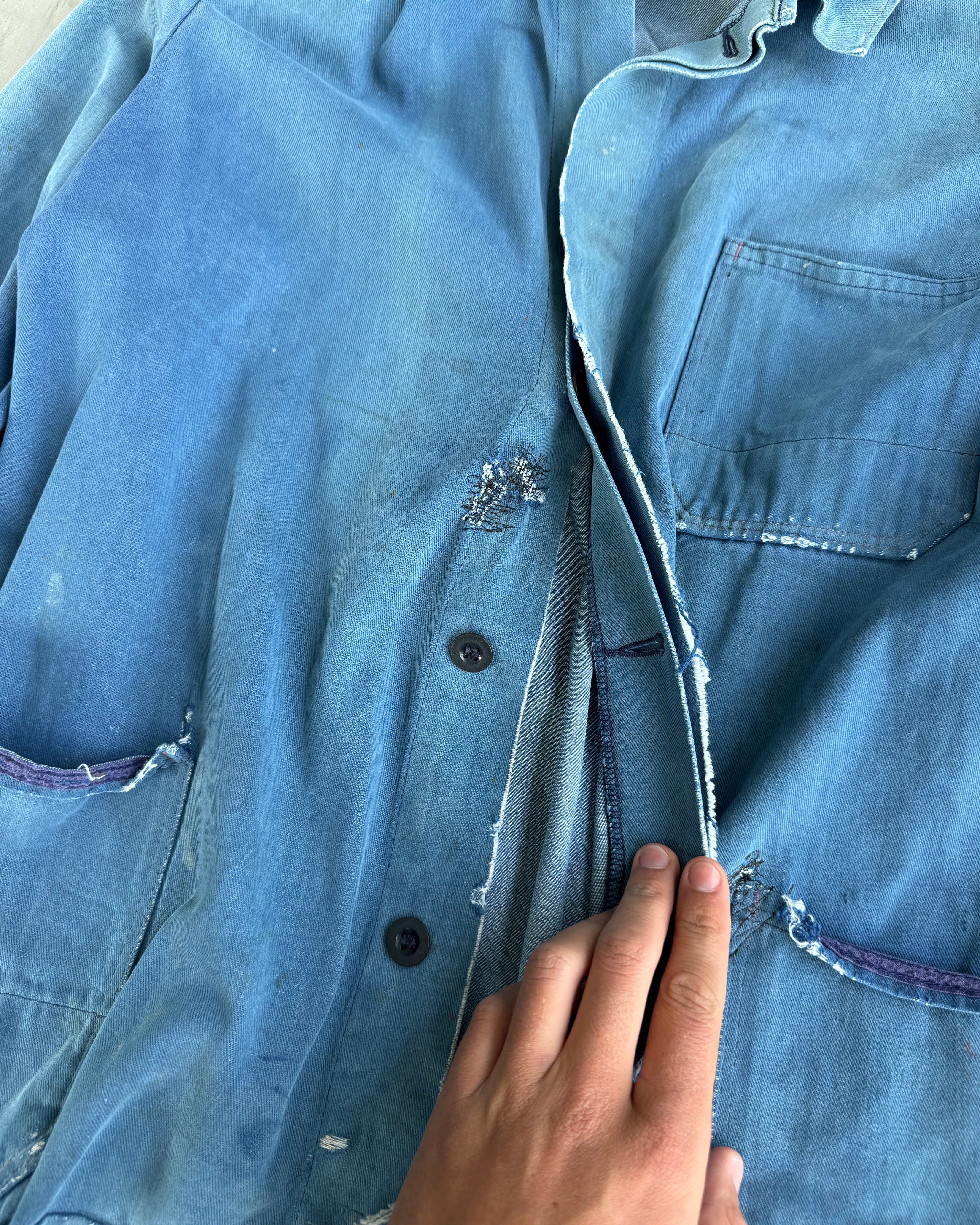 70'S DISTRESSED BLEACHED WORKERS JACKET - M/L