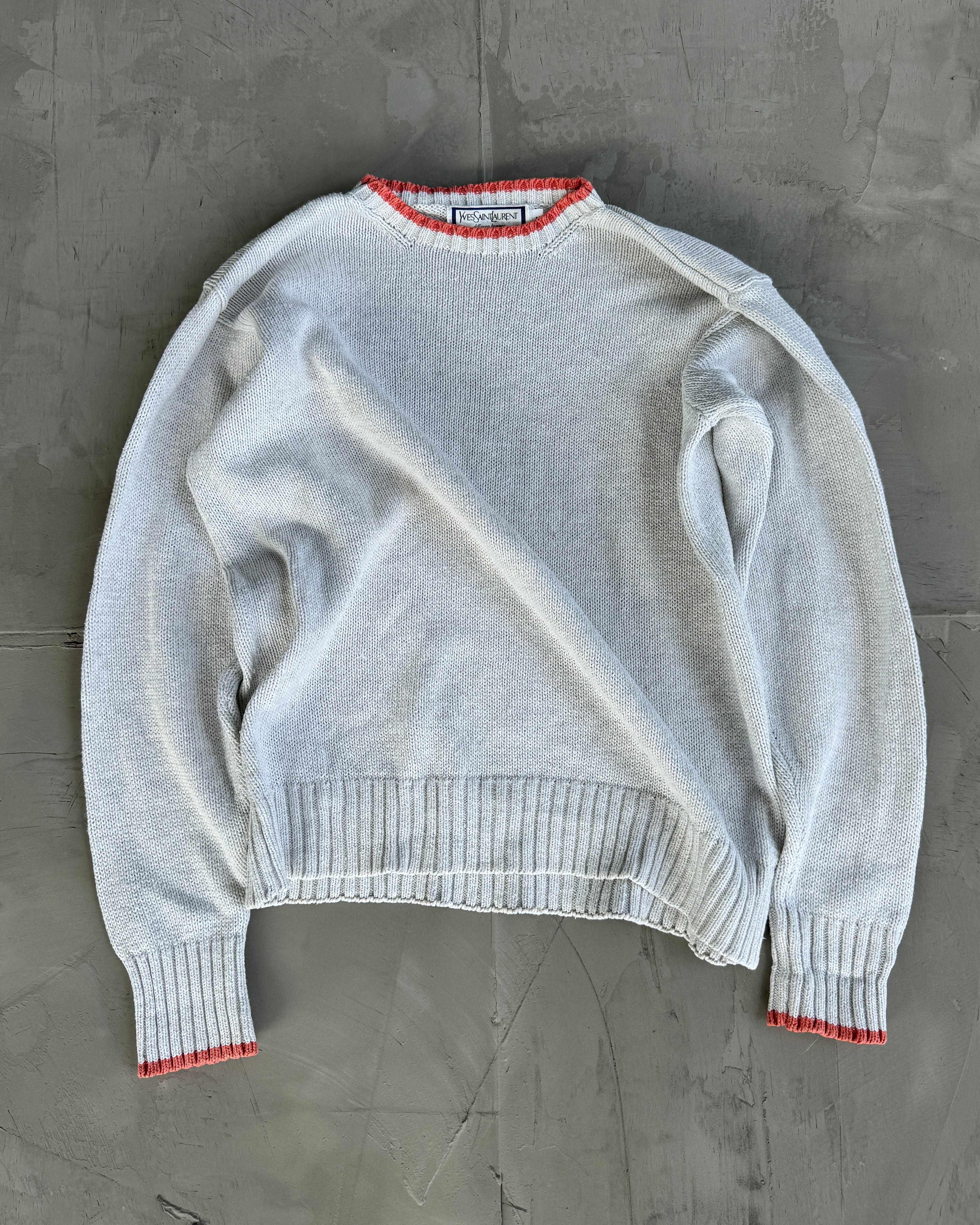 YVES SAINT LAURENT DIFFUSION HOMMES WHITE KNIT SWEATSHIRT - M