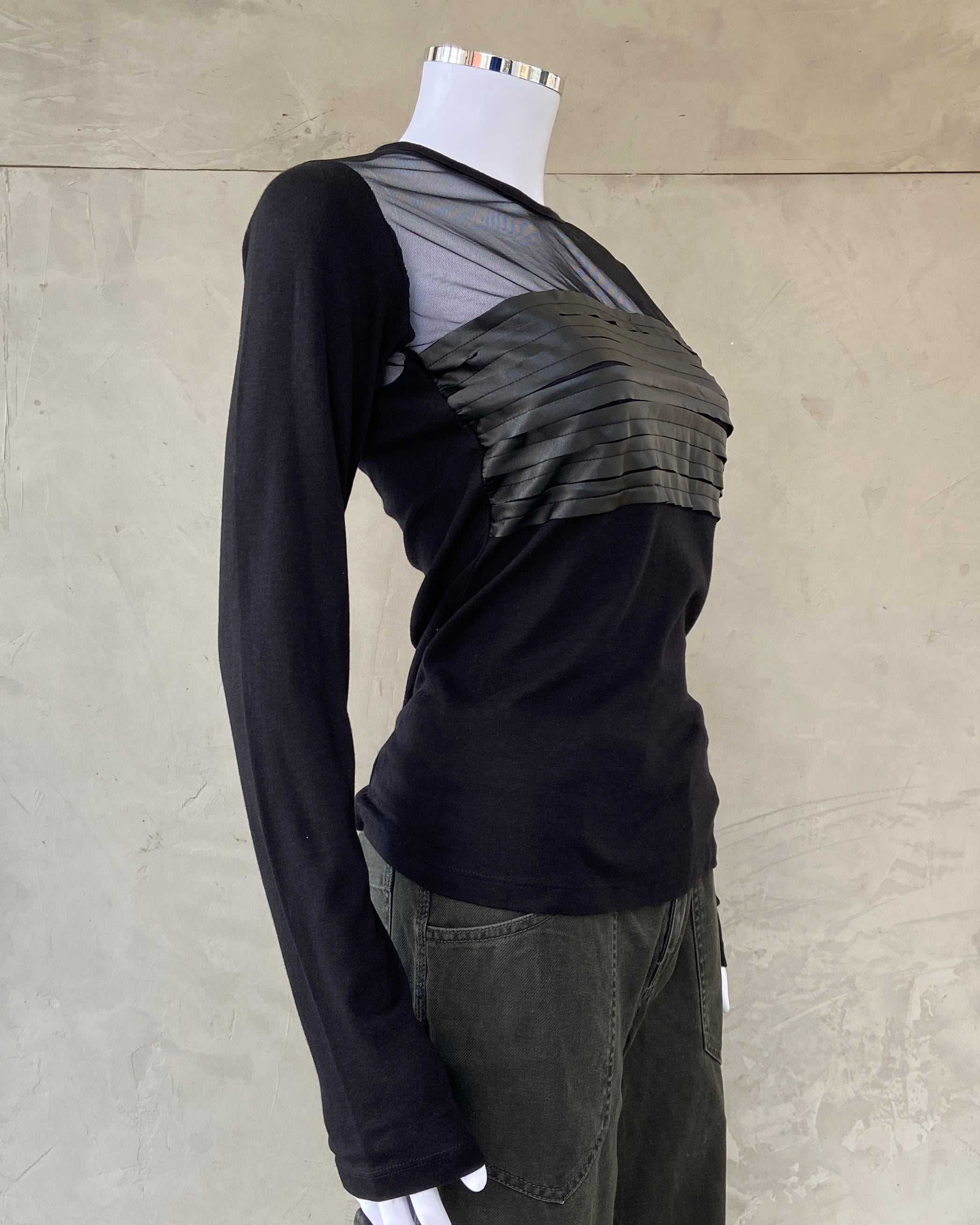 DIESEL LONG SLEEVE SHEER MESH TOP - M