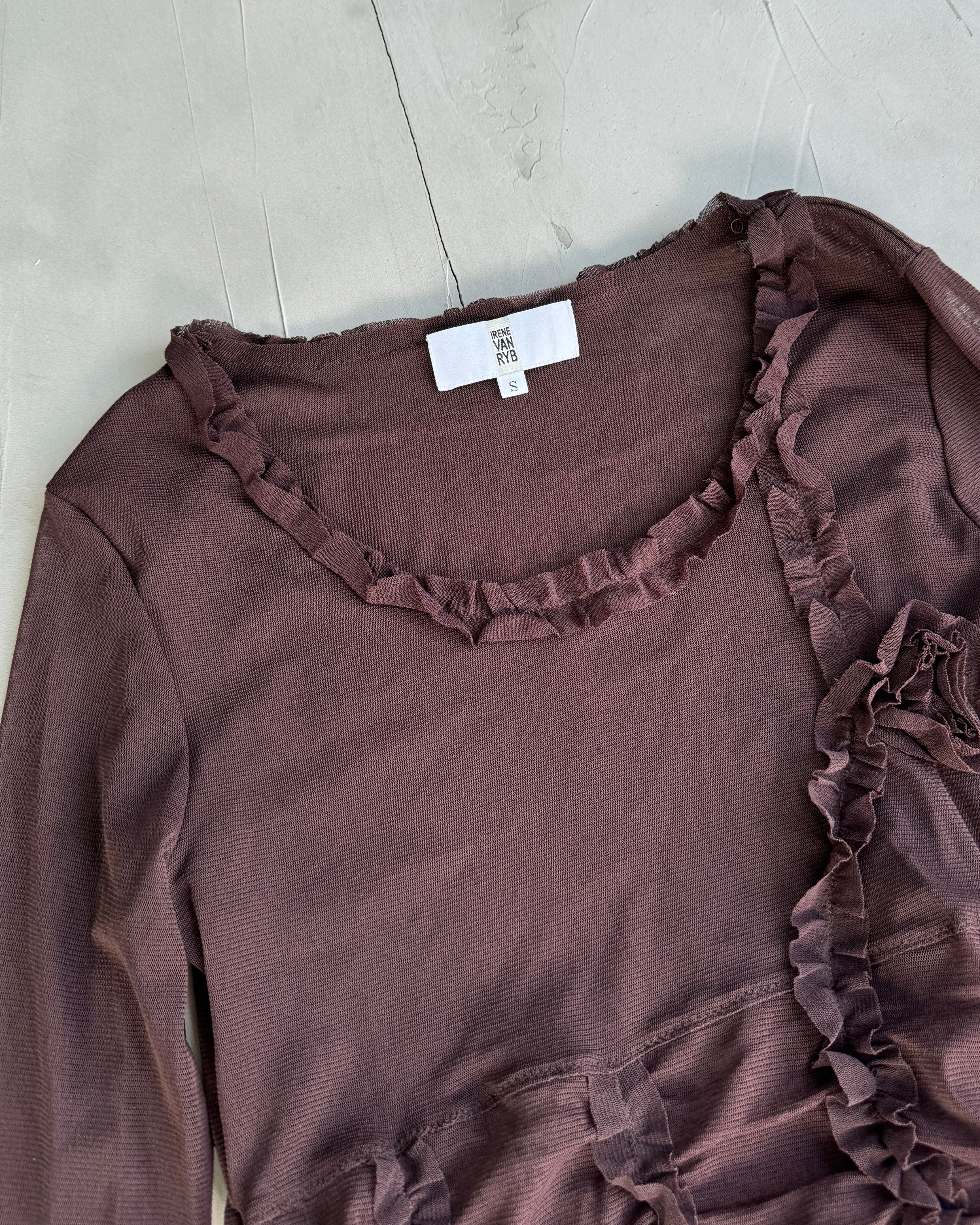 IRENE VAN RYB BROWN MESH TOP - S