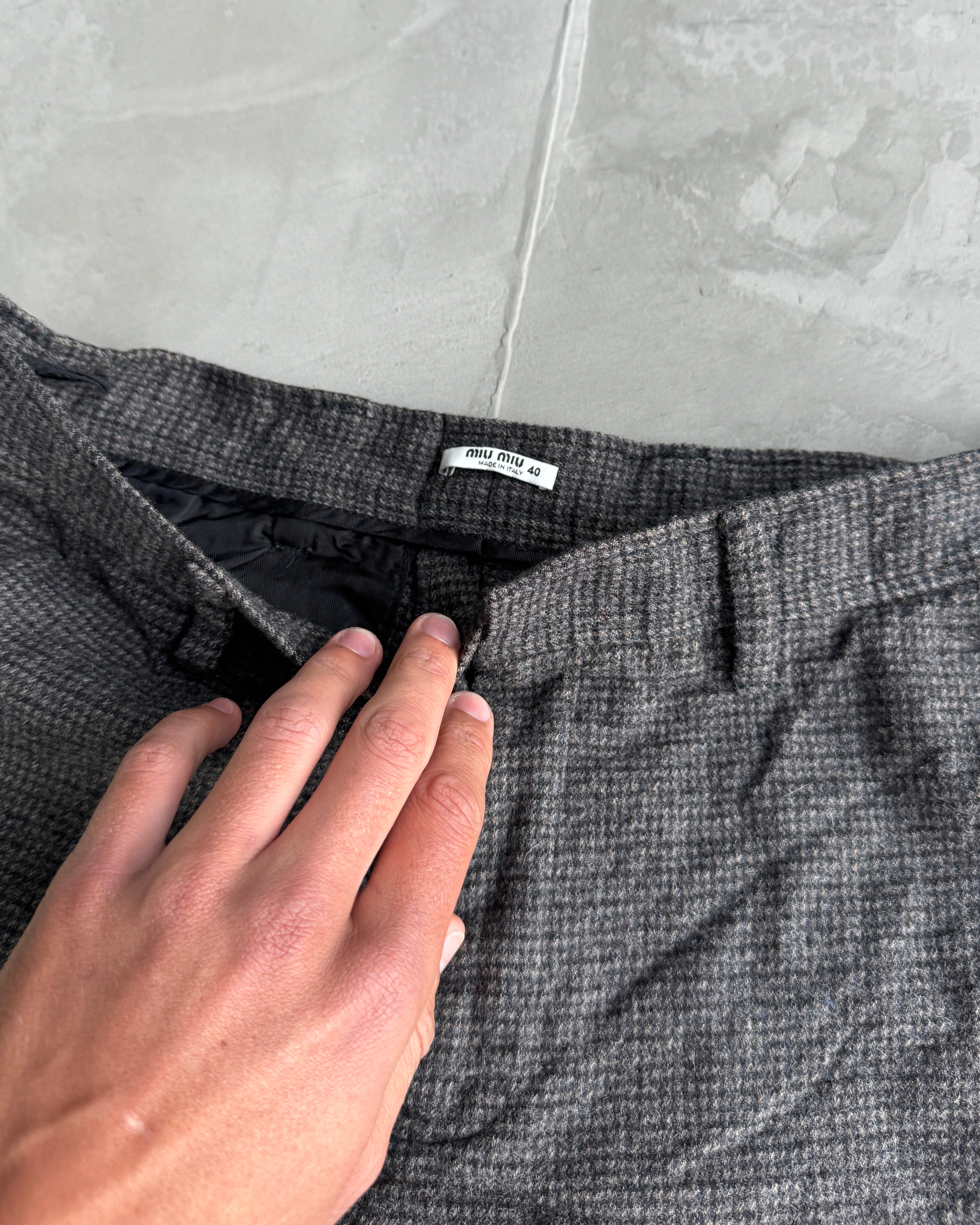 Miu Miu AW06 Plaid Check Wool Shorts - W29"