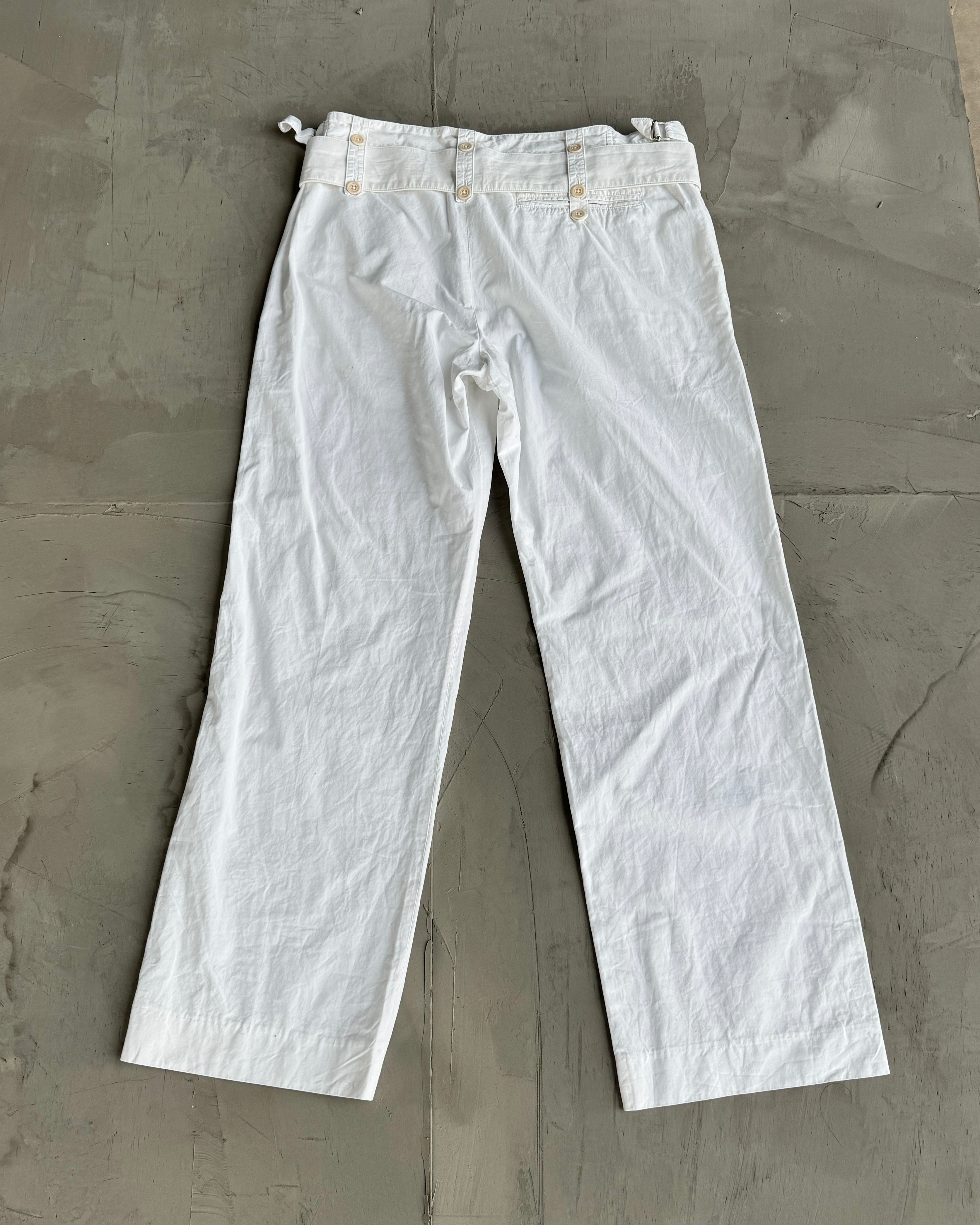 Dries Van Noten Wide Leg Belted White Trousers - W30"