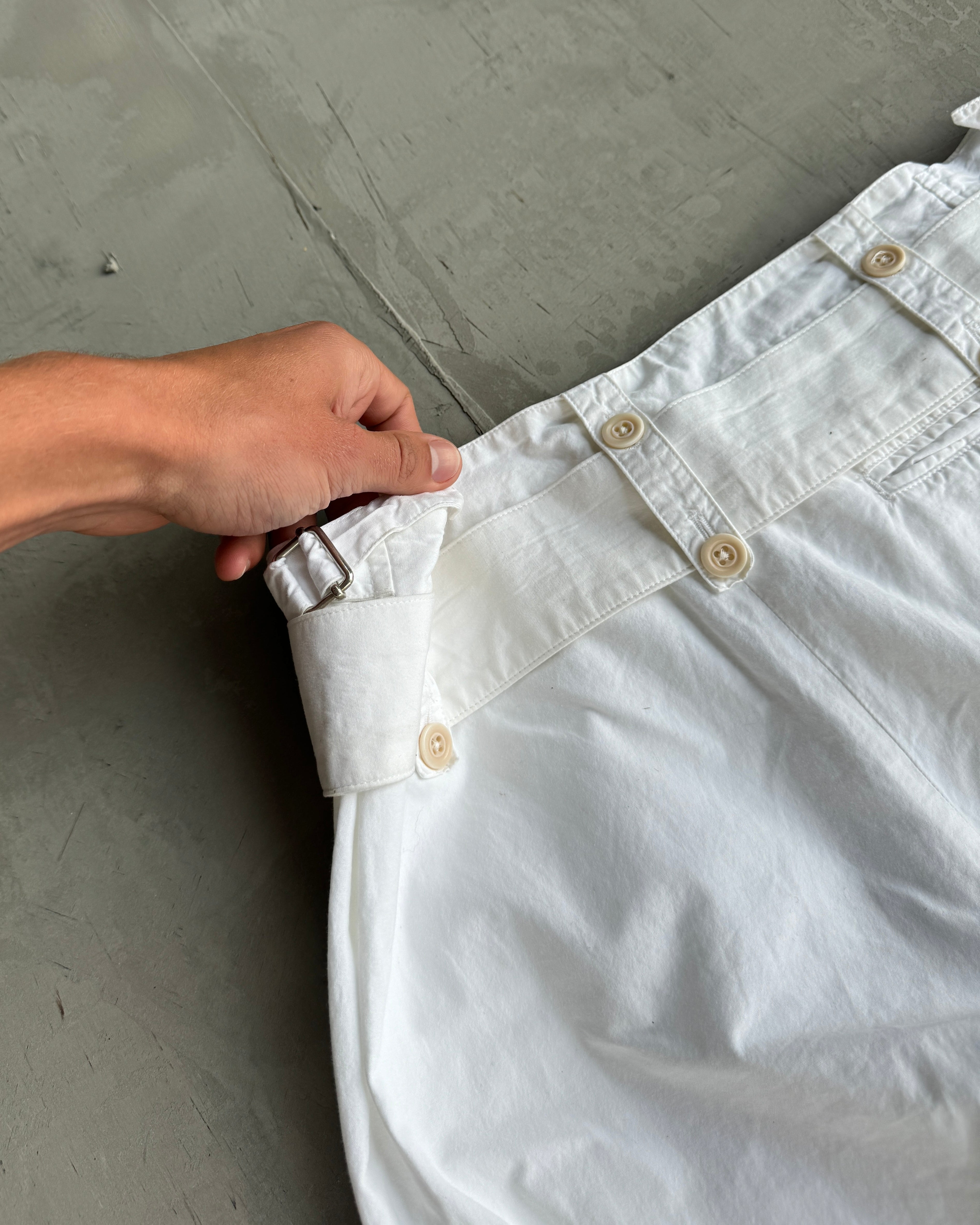 Dries Van Noten Wide Leg Belted White Trousers - W30"