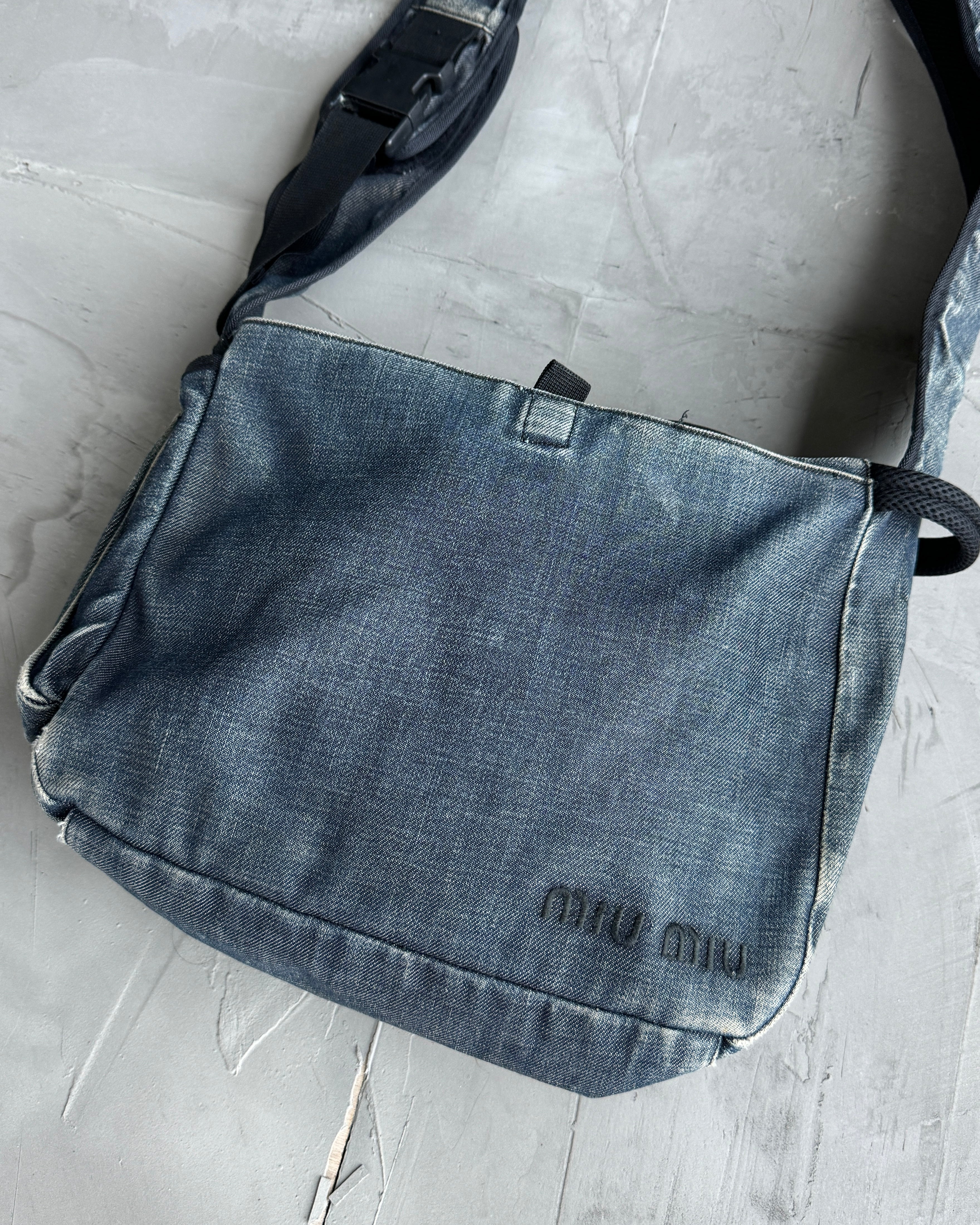 MIU MIU BLUE DENIM CROSS BODY SIDE BAG