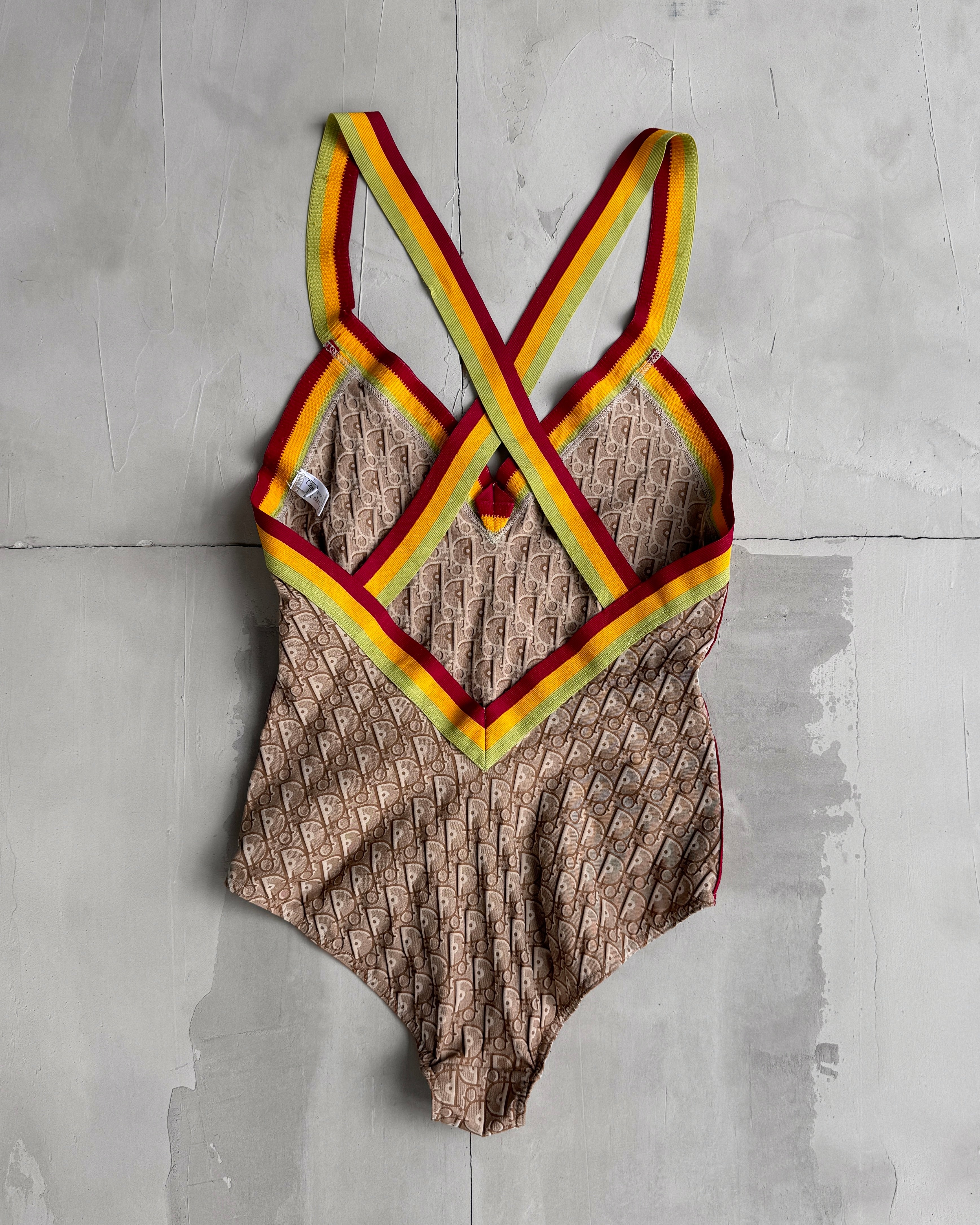 CHRISTIAN DIOR BY GALLIANO 2004 RASTA BODYSUIT SWIMSUIT - L