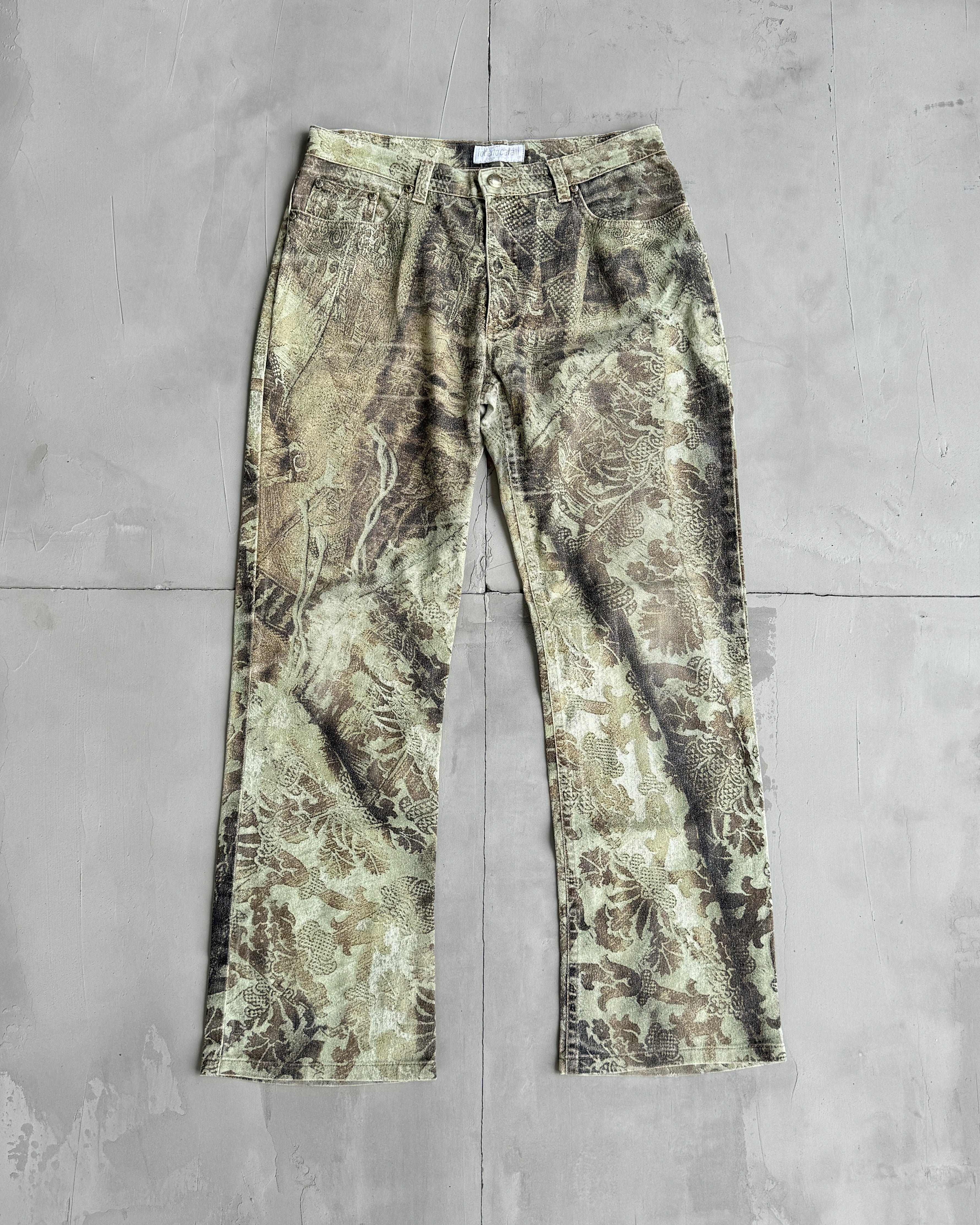 ROBERTO CAVALLI STRAIGHT LEG GRAPHIC PRINTED JEANS - S