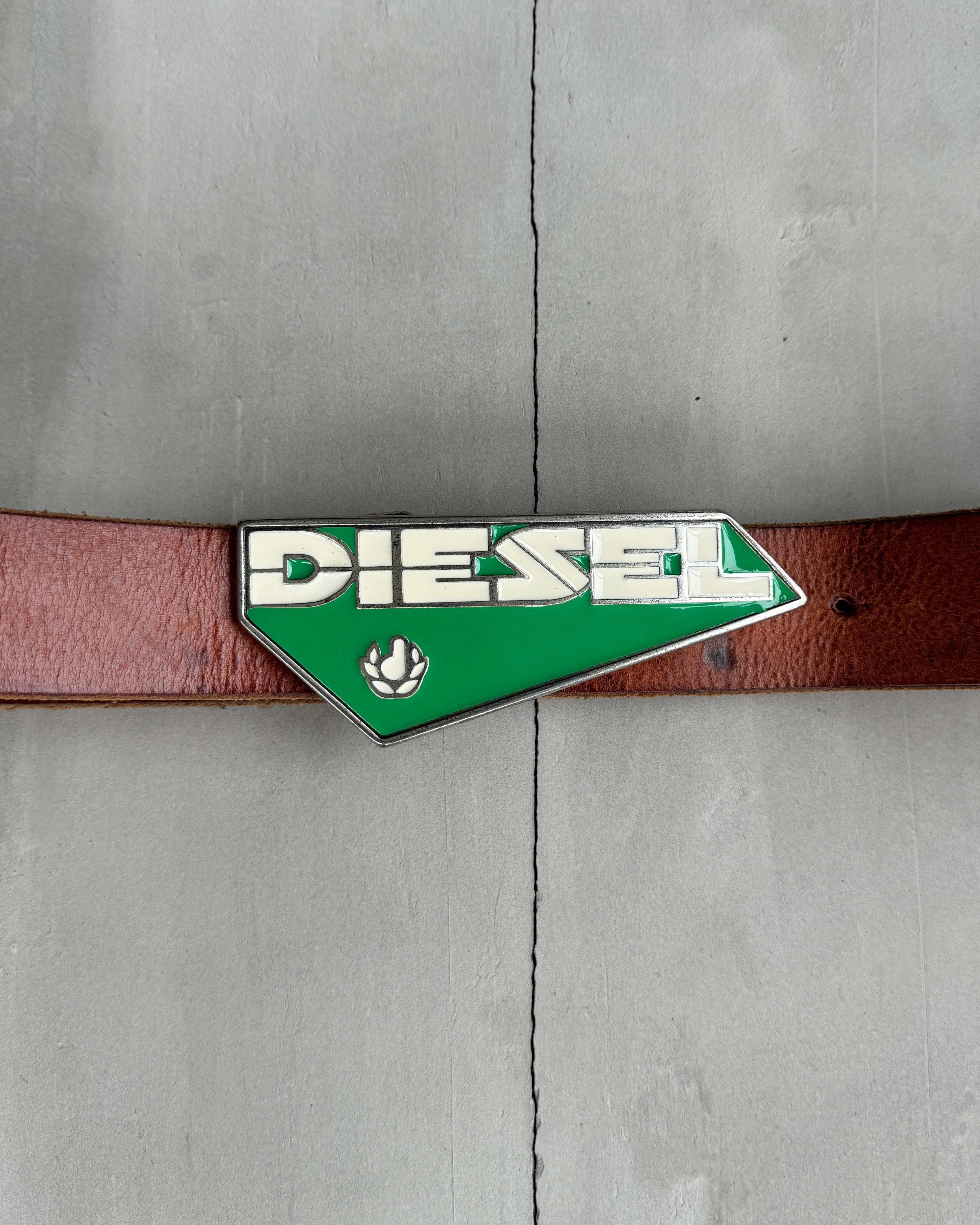 DIESEL LOGO BROWN LEATHER BELT - M