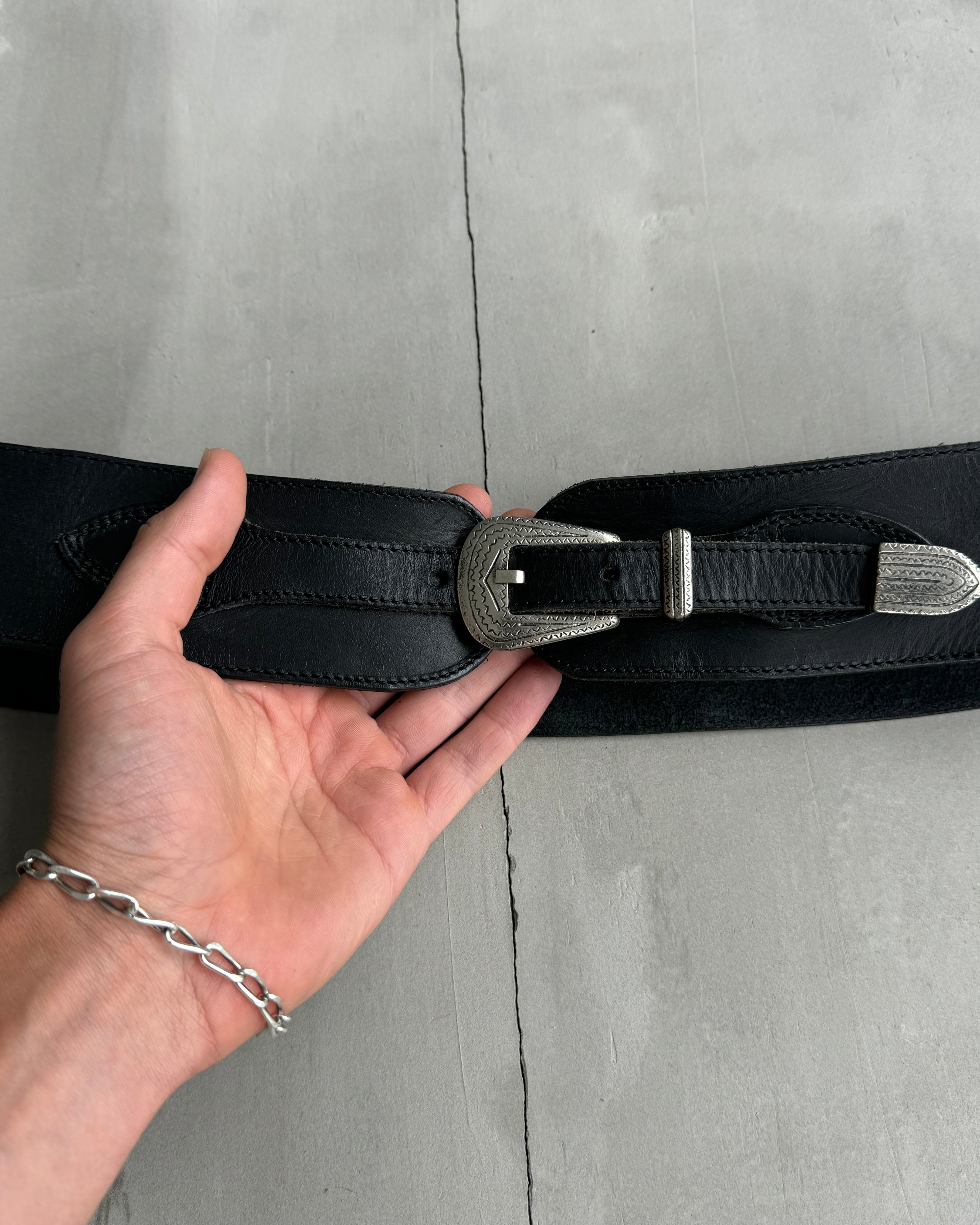 KENZO WESTERN LEATHER BELT - M