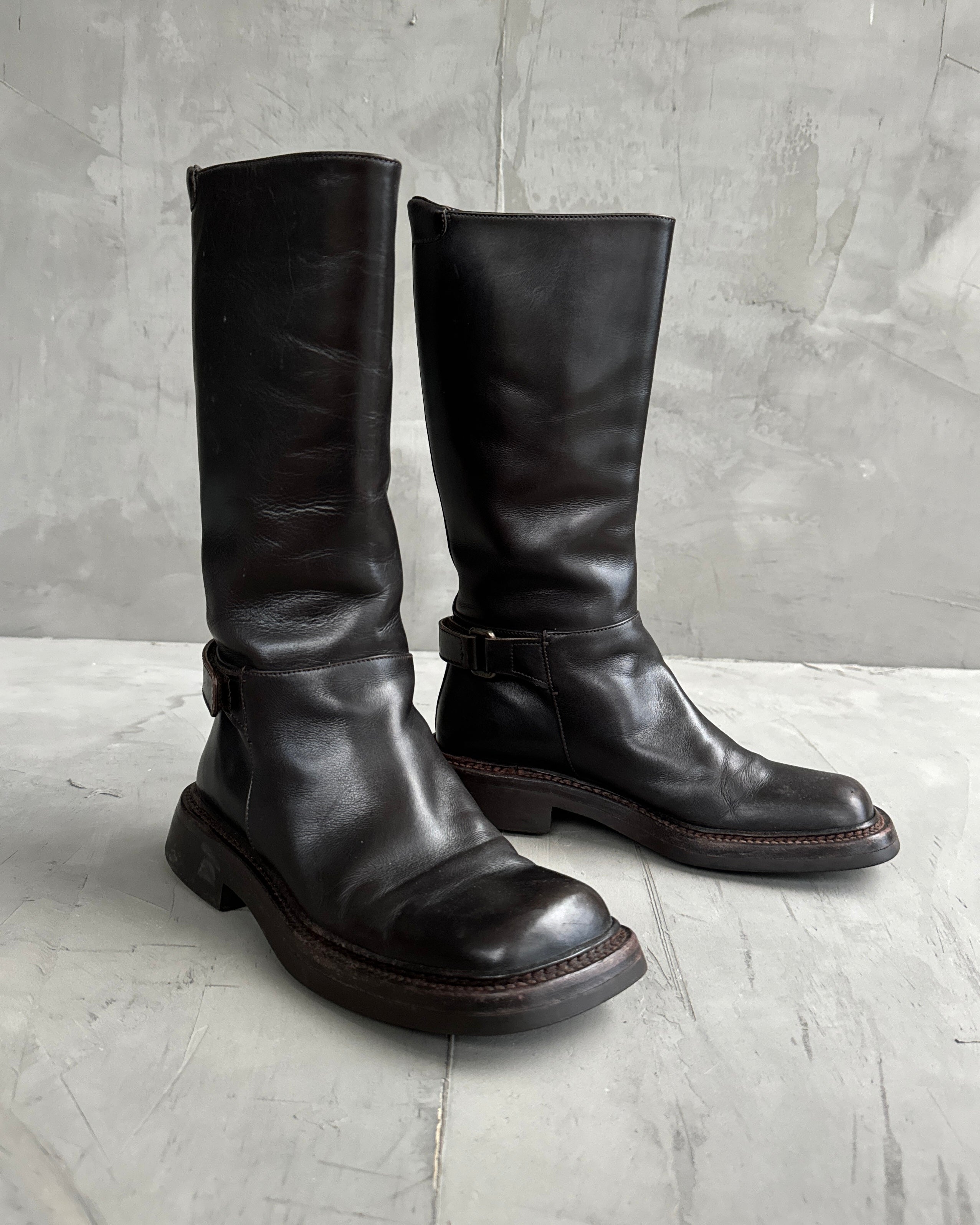 Prada FW 1999 Square Toe Leather Boots - EU 36.5
