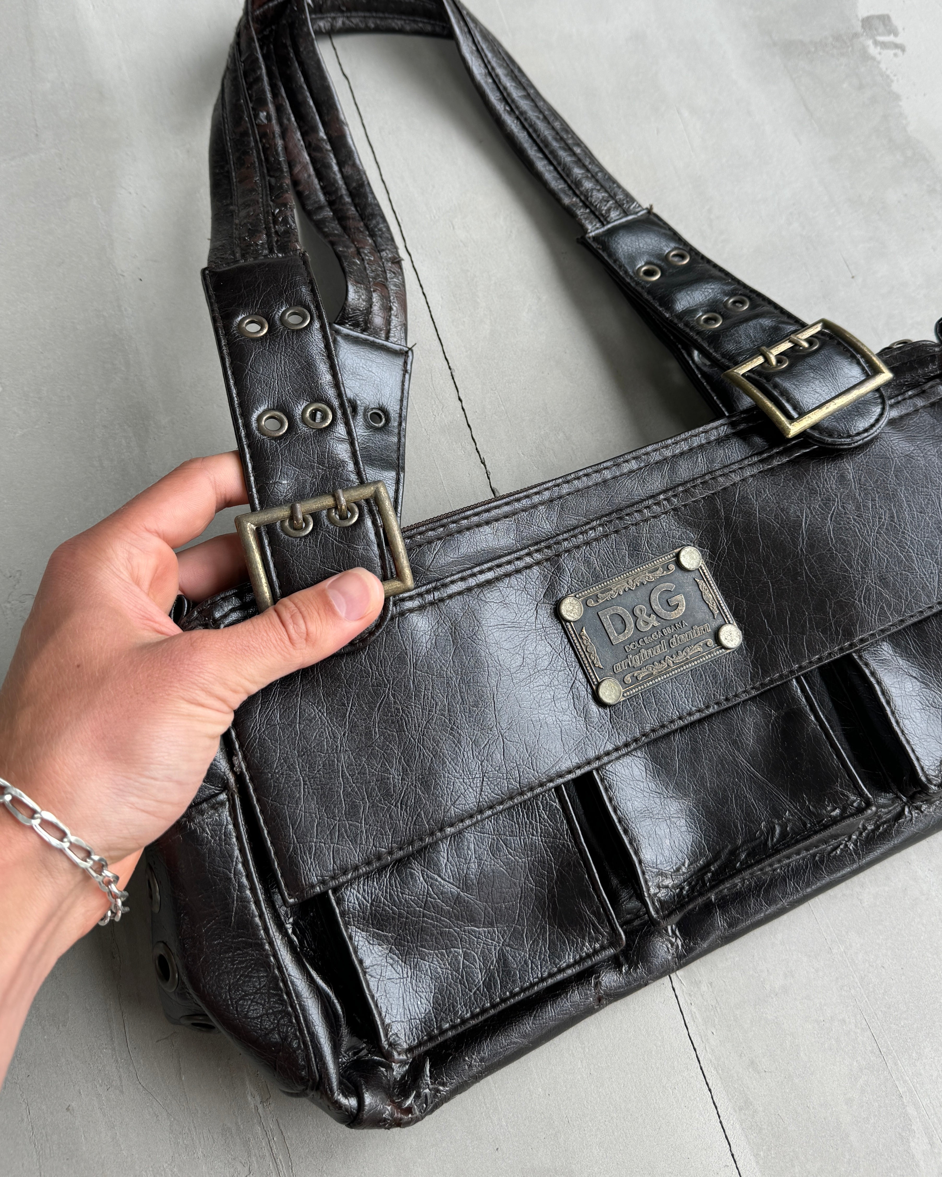 DOLCE & GABBANA FAUX LEATHER MULTI-POCKET BAG