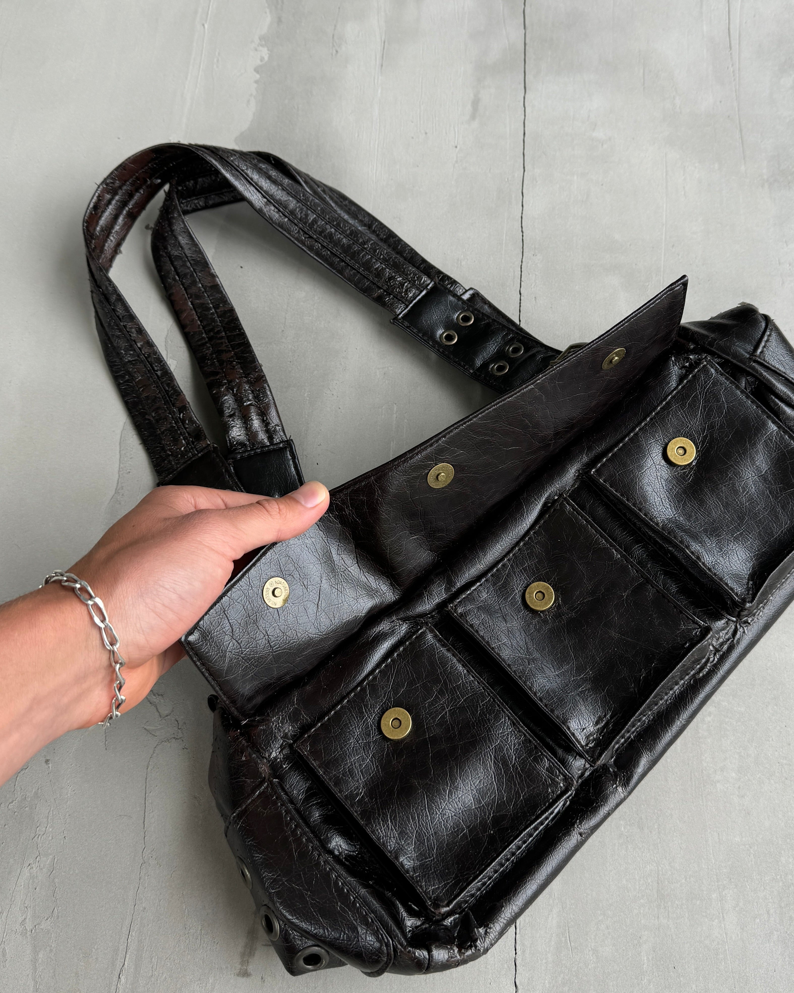 DOLCE & GABBANA FAUX LEATHER MULTI-POCKET BAG