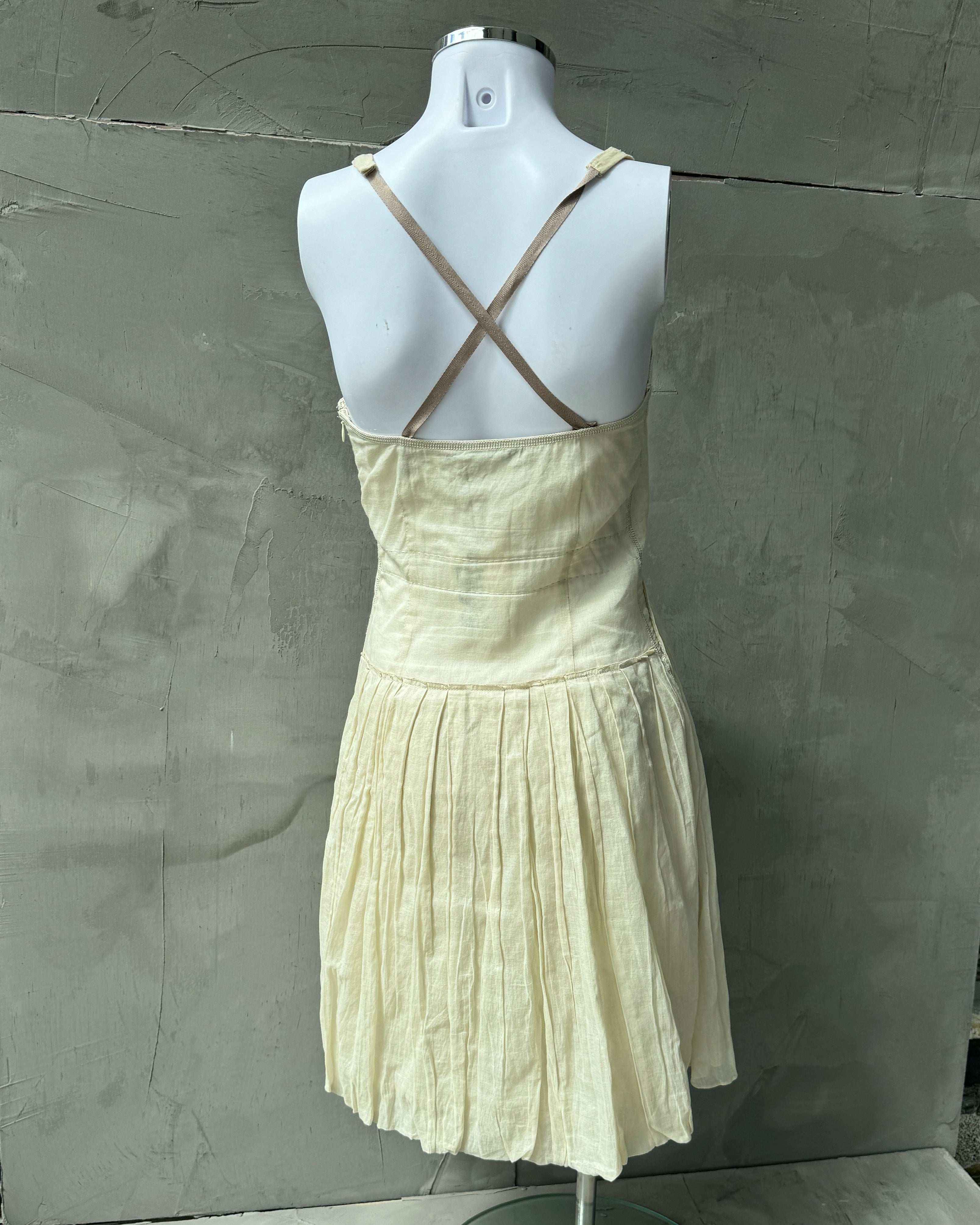 PRADA SS06 CREAM LINEN DRESS - S/M