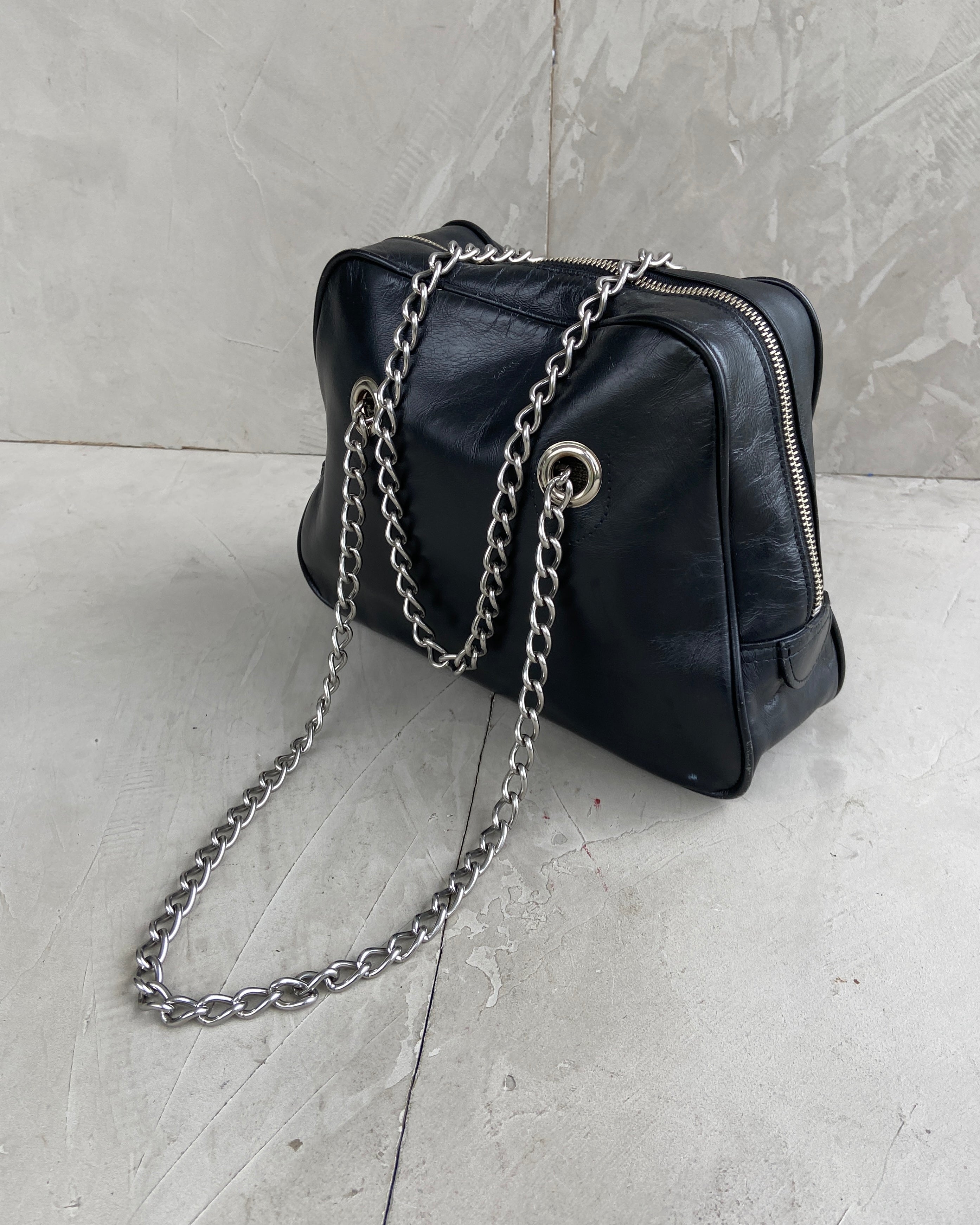 COMME DES GARCONS BLACK LEATHER SHOULDER BAG