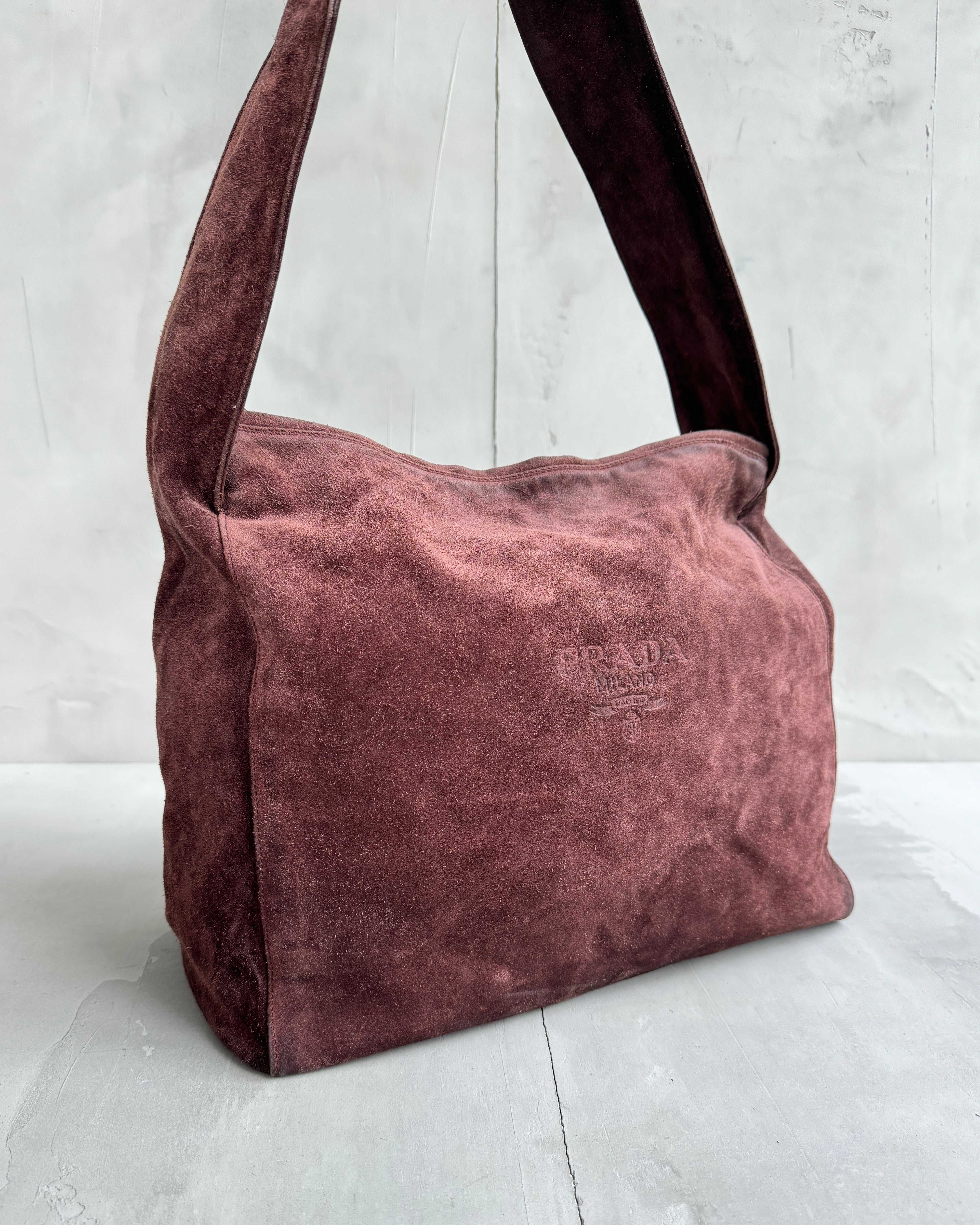 Prada Suede Leather Hobo Bag