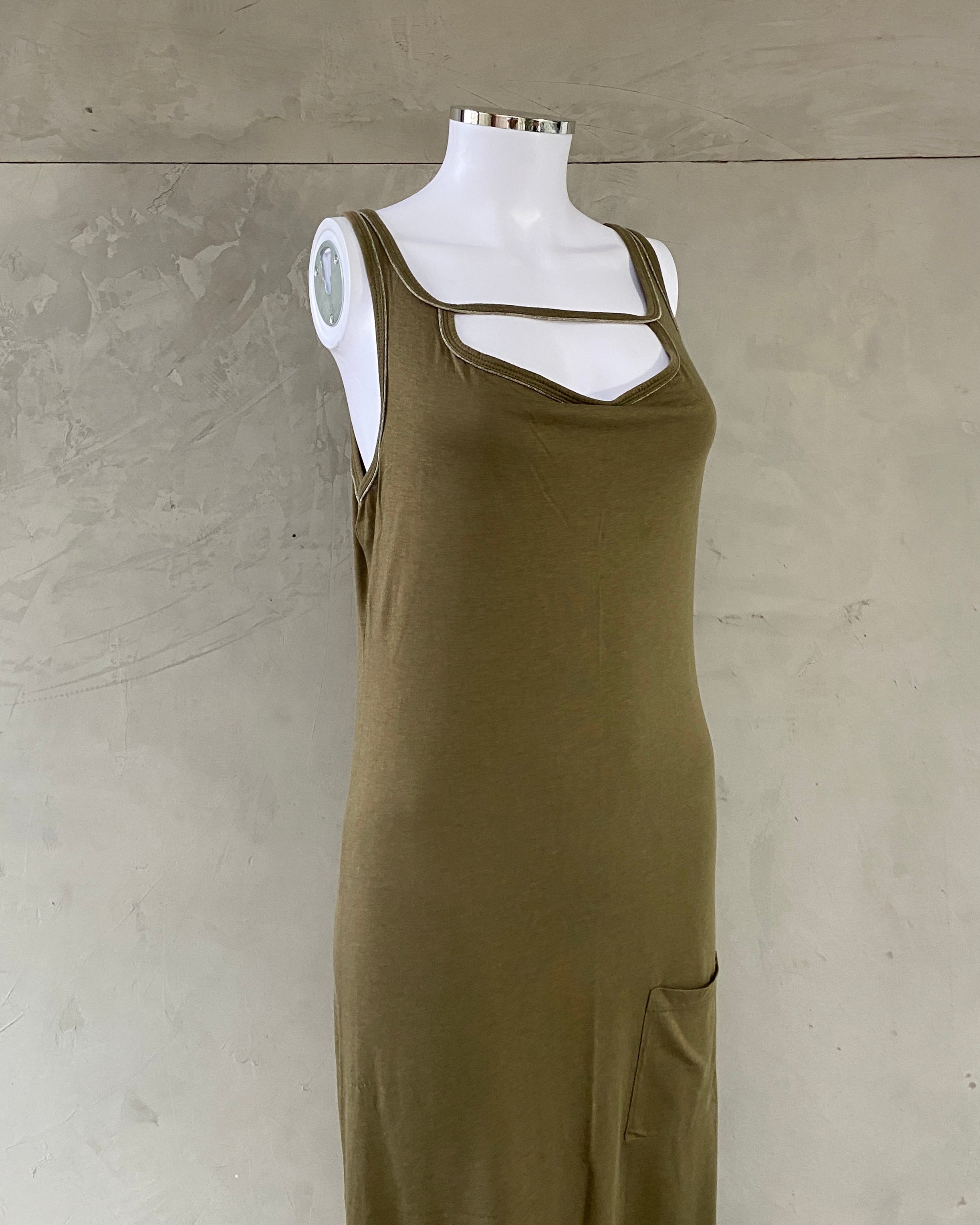 COP COPINE KHAKI COTTON MAXI DRESS - S