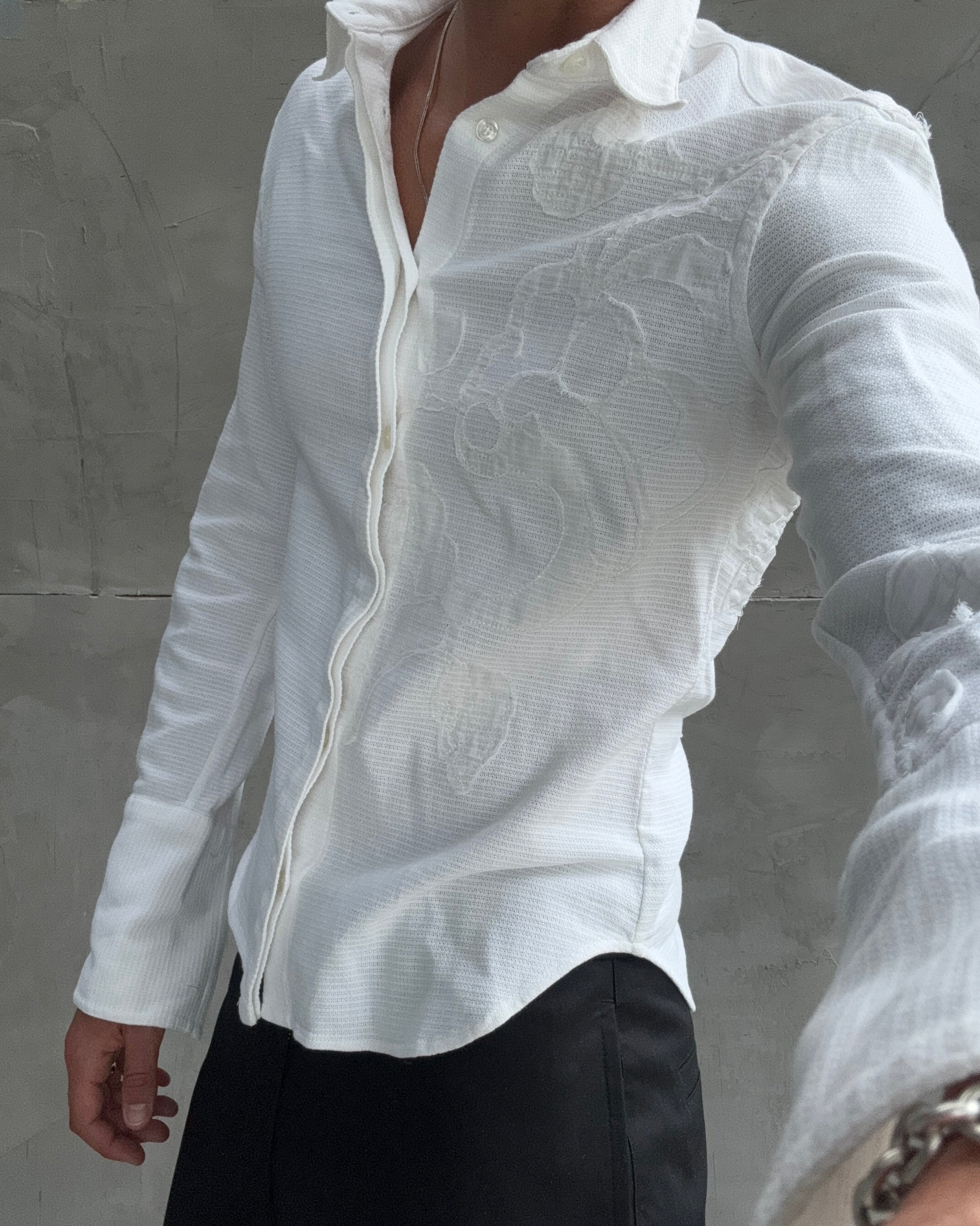 GIANFRANCO GF FERRE WHITE EMBROIDERED SHIRT