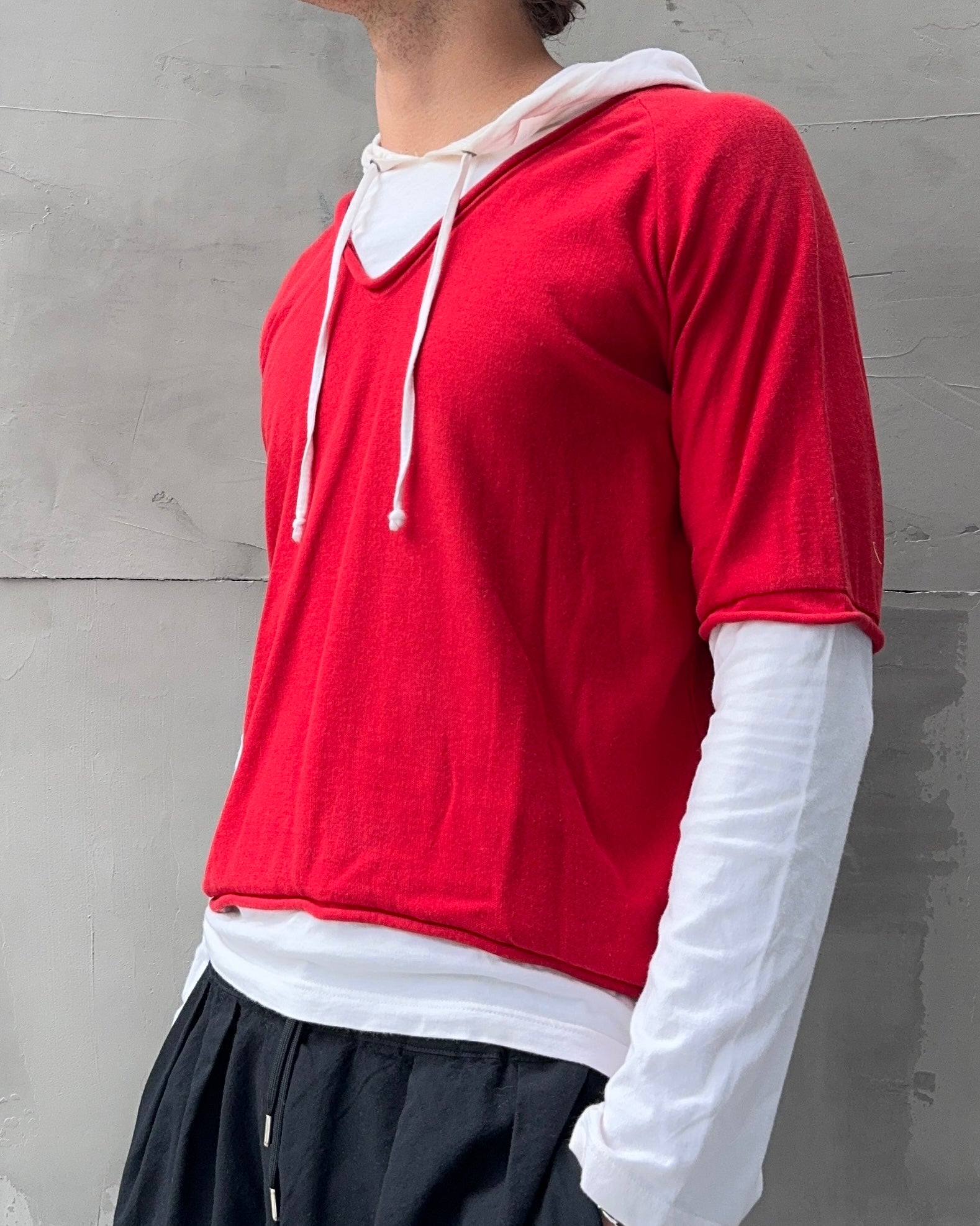 JEAN PAUL GAULTIER 'JPG JEANS' DOUBLE LAYER HOODIE - M