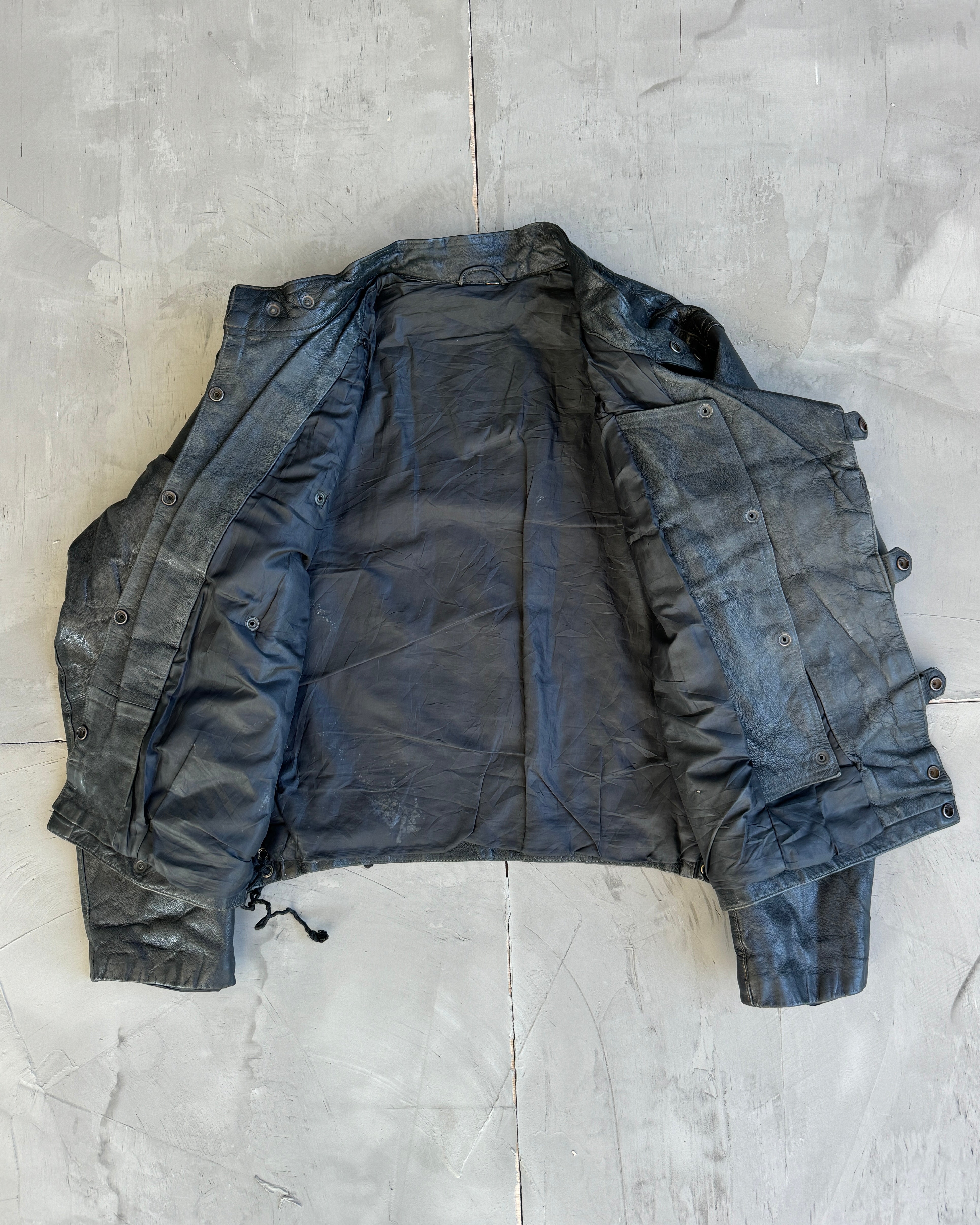 1980's Swedish Motocycle Dispatchers Asymmetric Leather Jacket