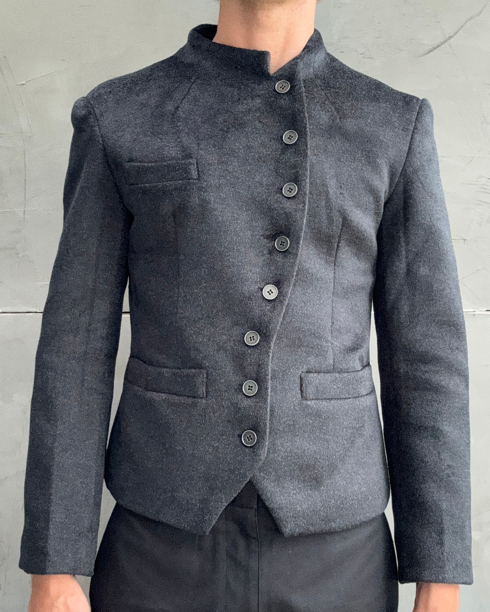 Asymmetric Button-Up Structured Jacket - S/M