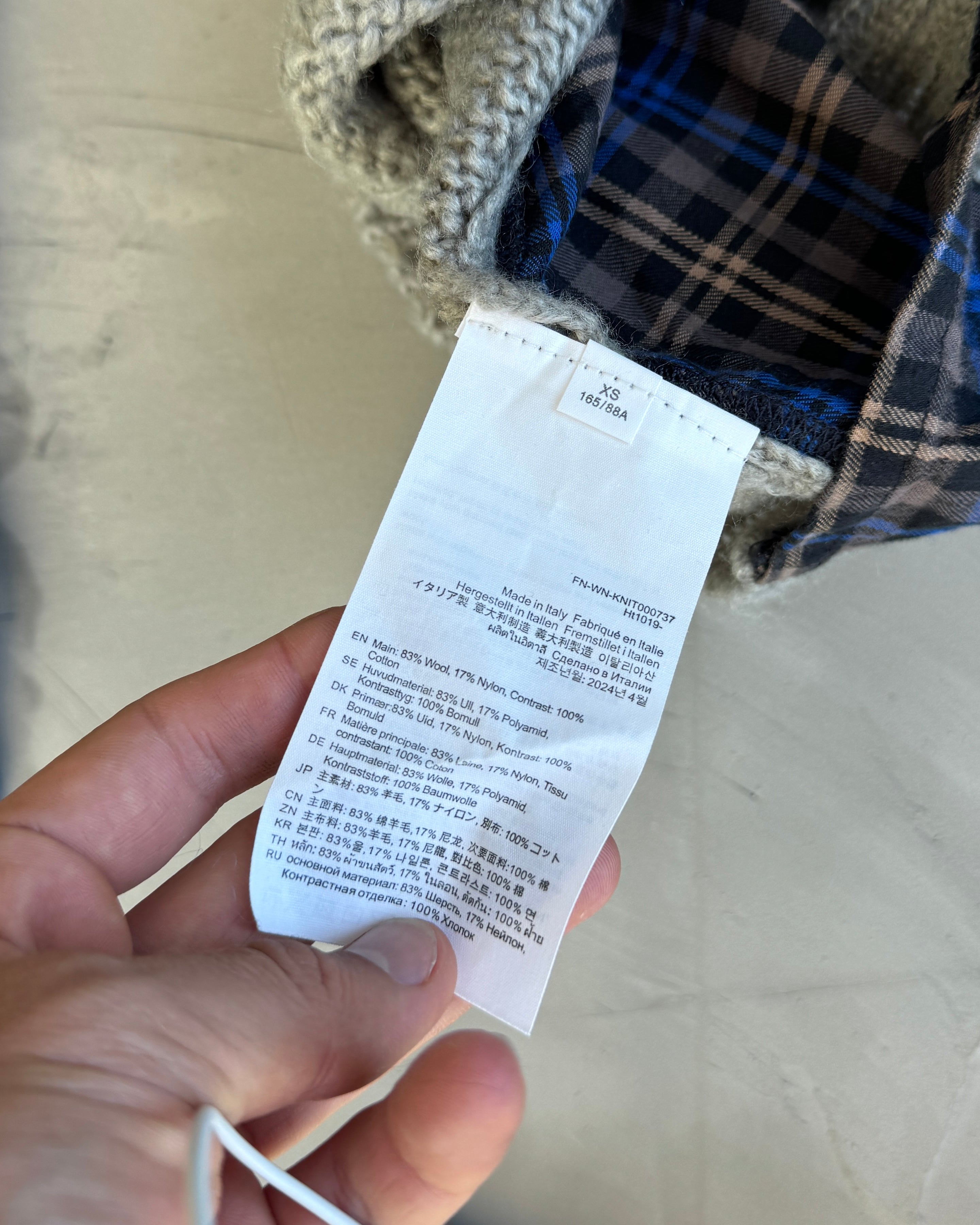 Acne Studios FW24 Wool Check & Heart Knit Sweatshirt