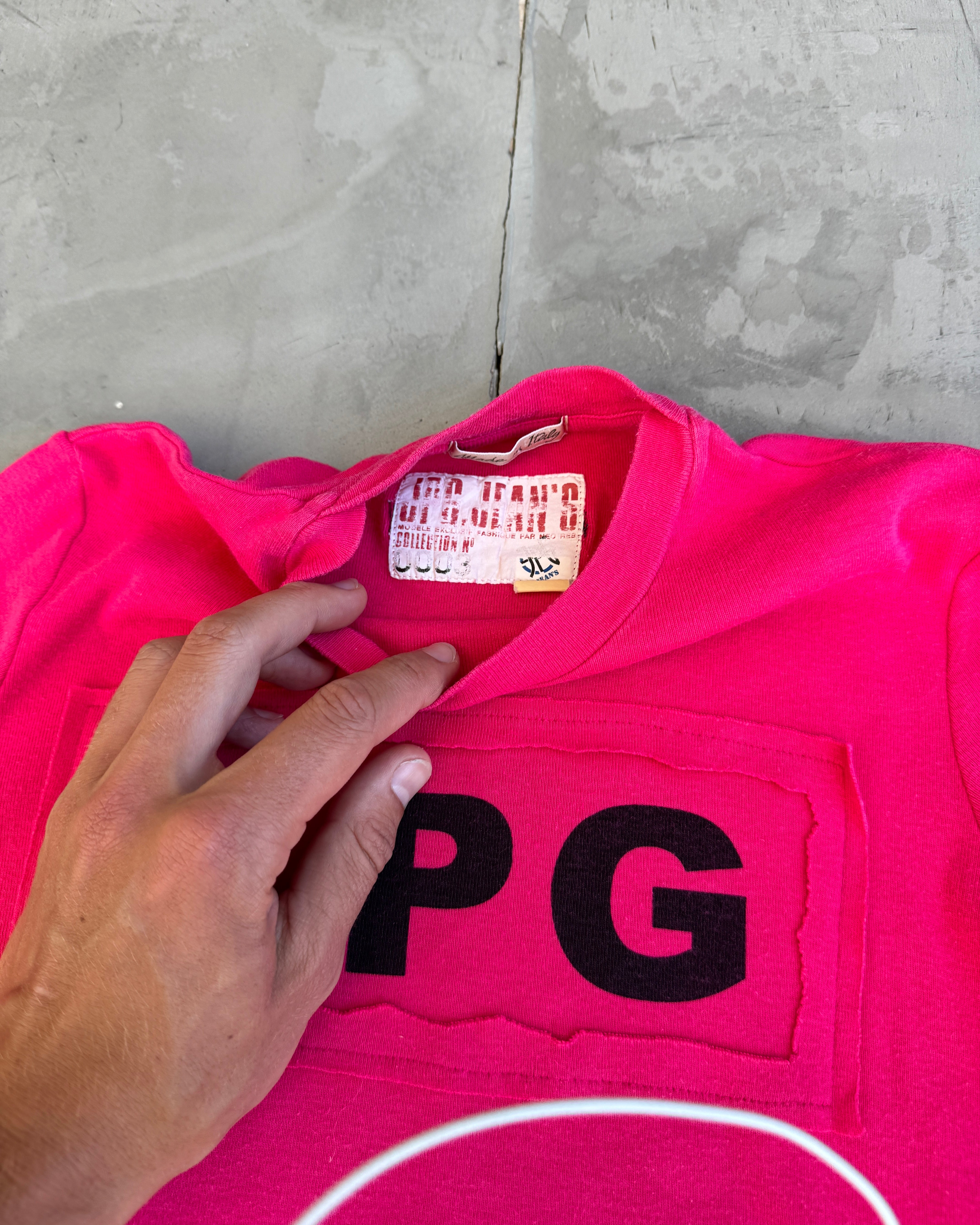 Jean-Paul Gaultier 'JPG Jeans' Pink Baby Tee - S