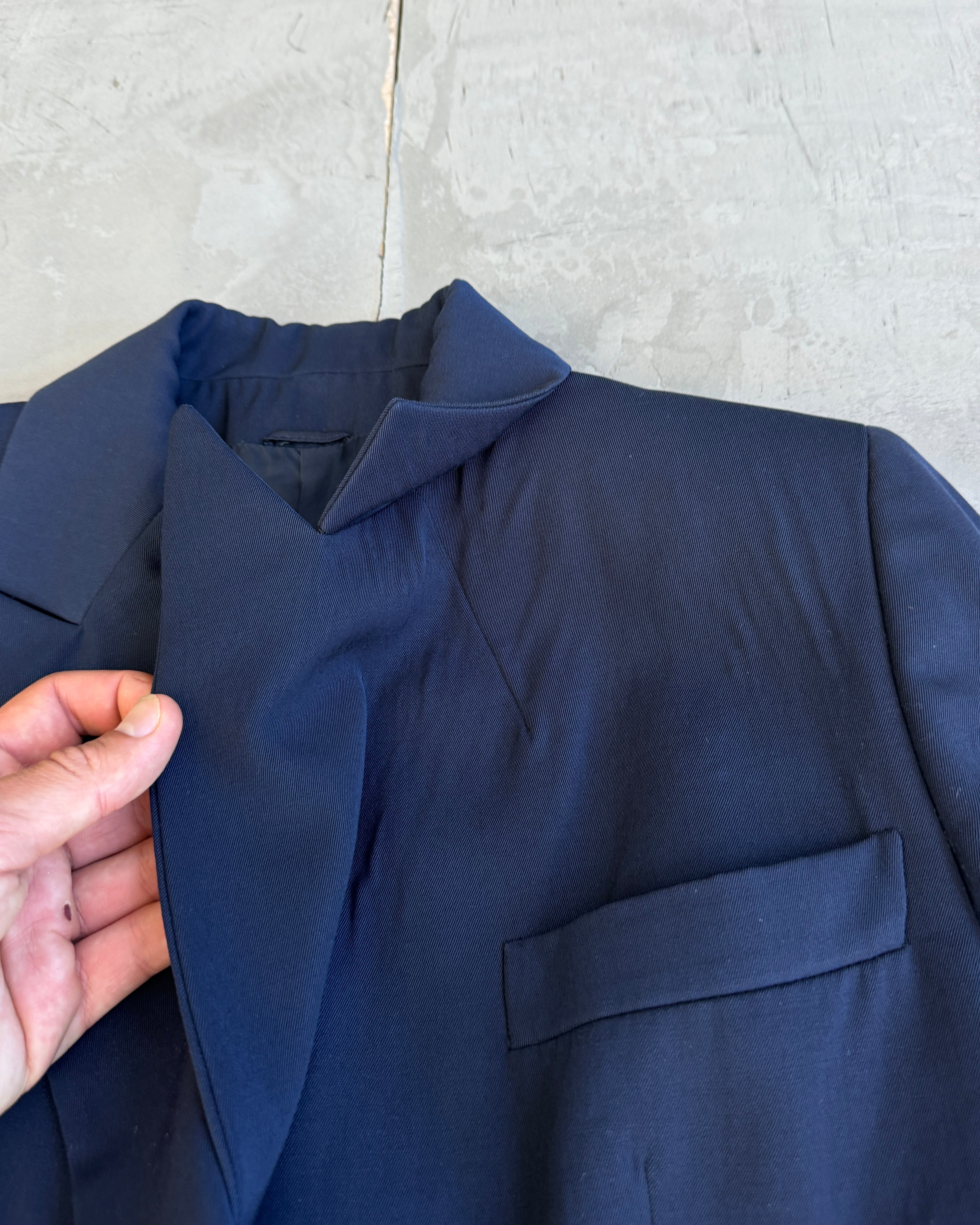 70's Gucci Wool Navy Blazer with Peak Lapels - S