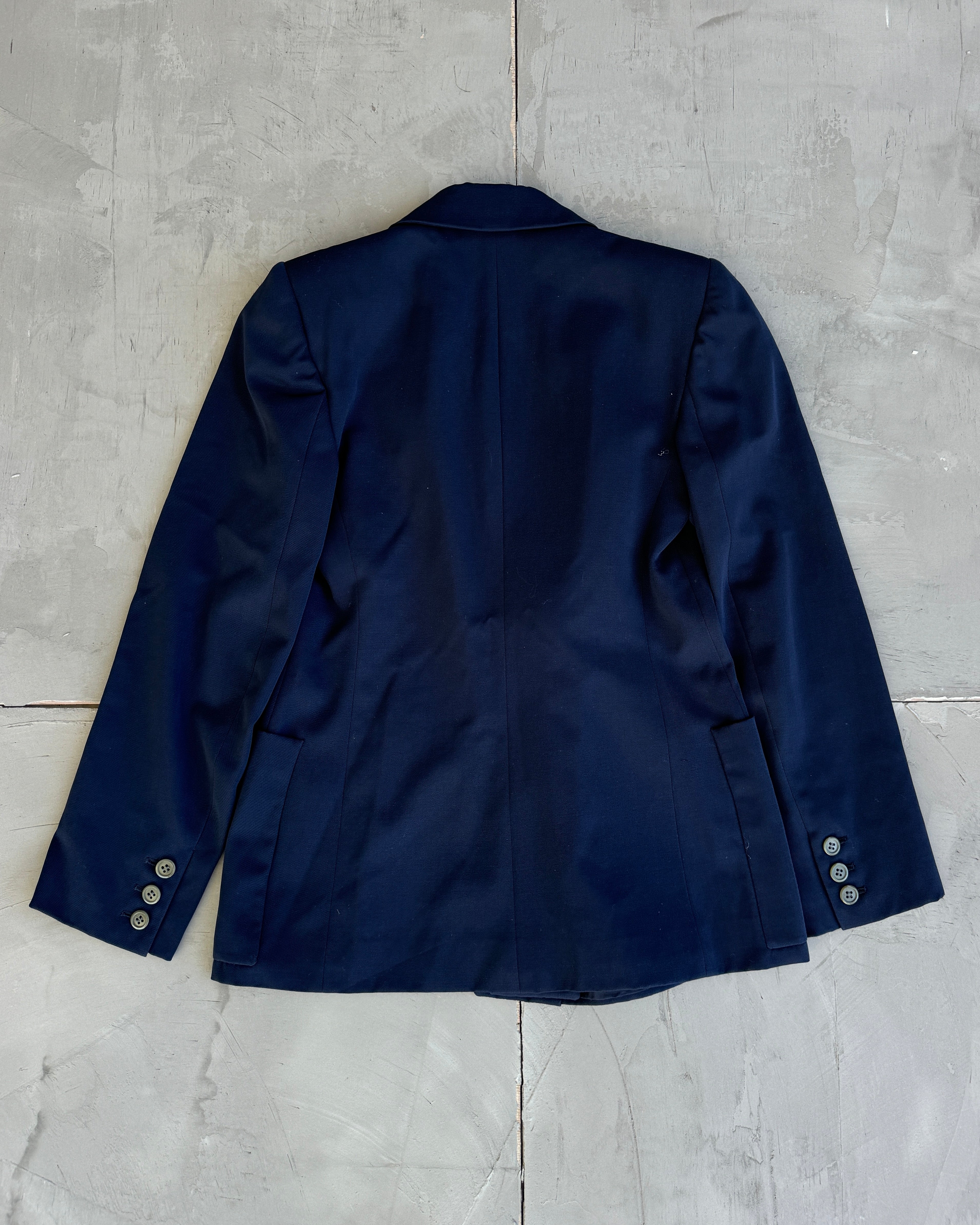 70's Gucci Wool Navy Blazer with Peak Lapels - S