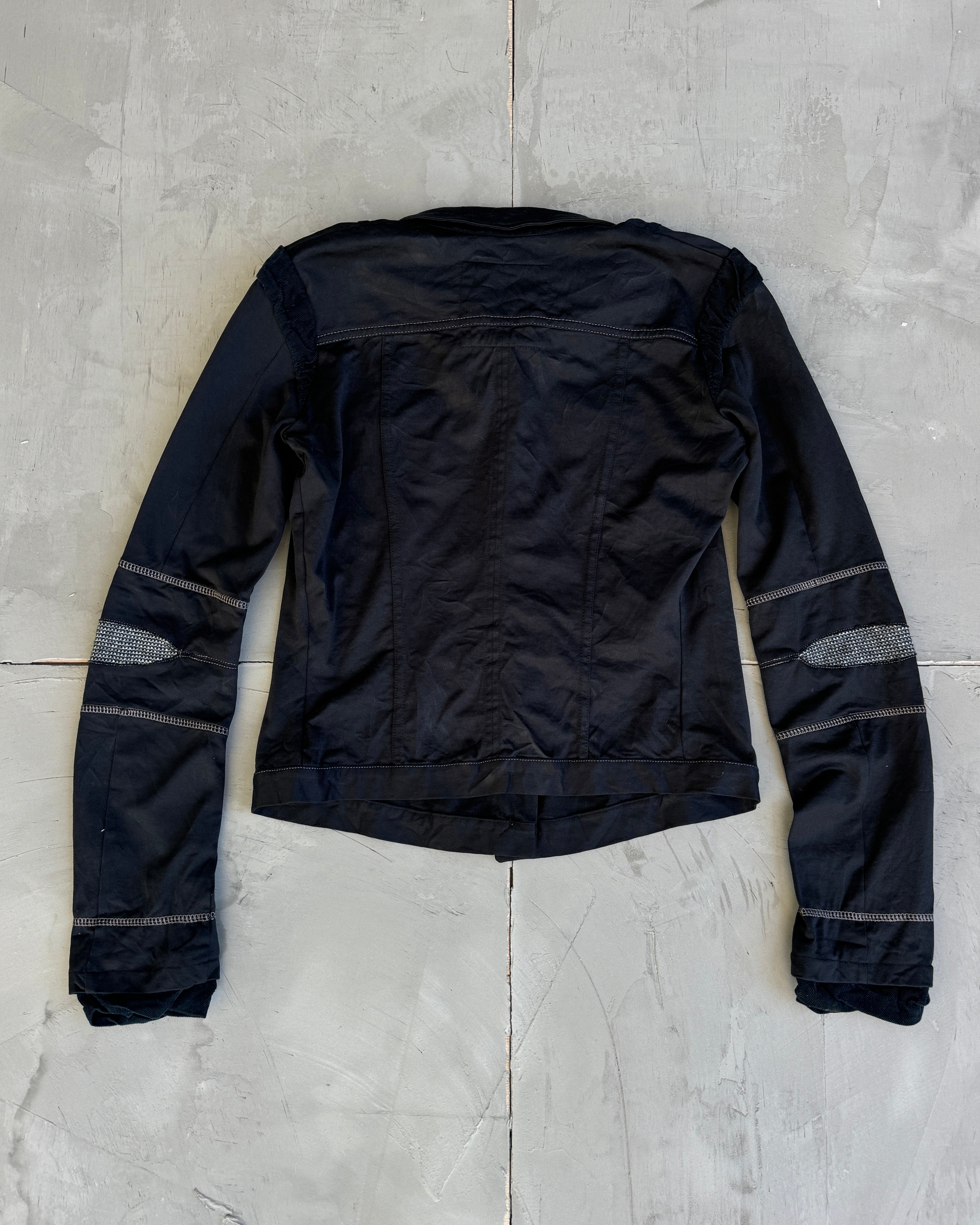 Marithé François Girbaud MFG Black Jacket with Silver Stitching - S/M