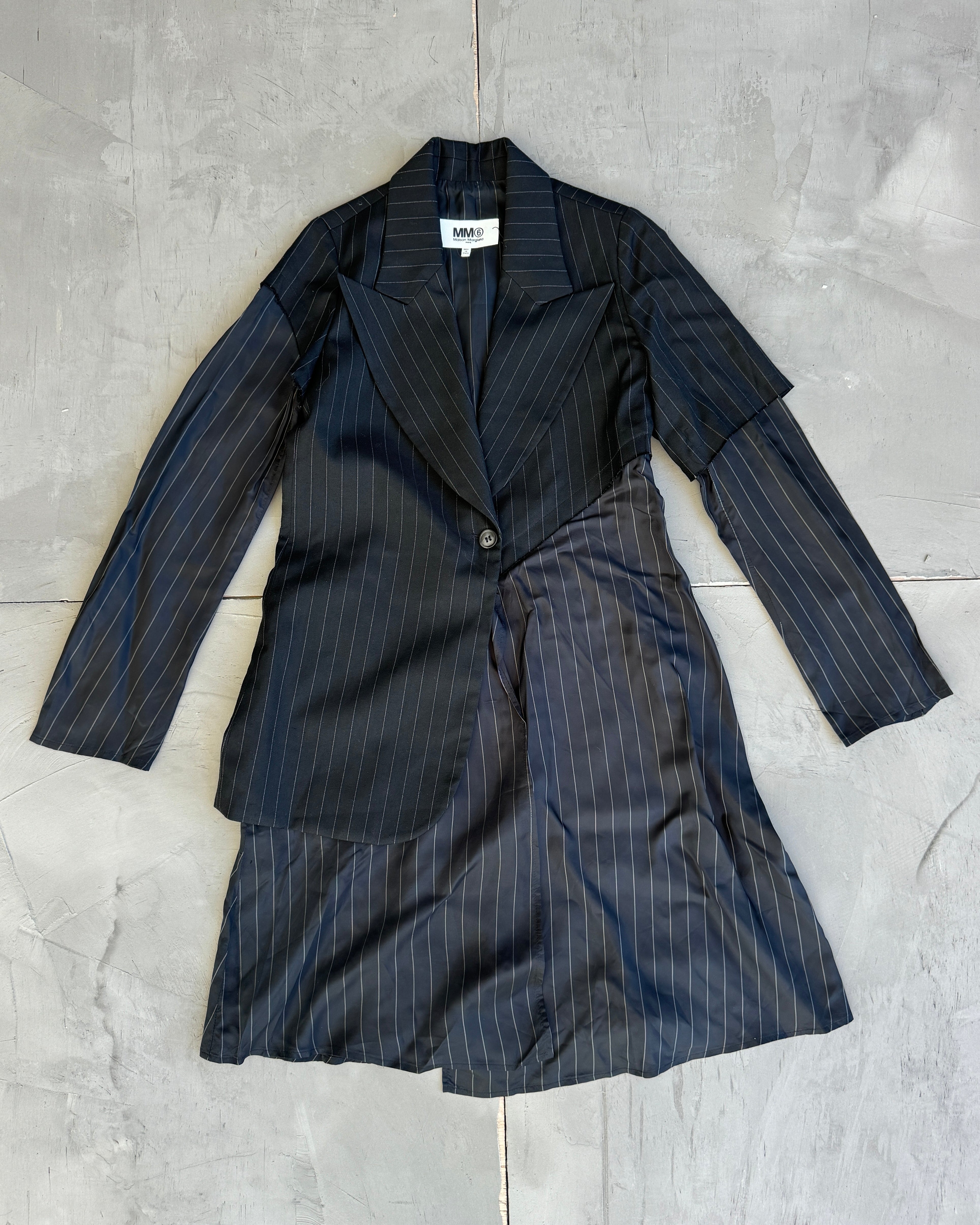 Maison Margiela MM6 2016 Asymmetric Contrast Pinstriped Blazer - S