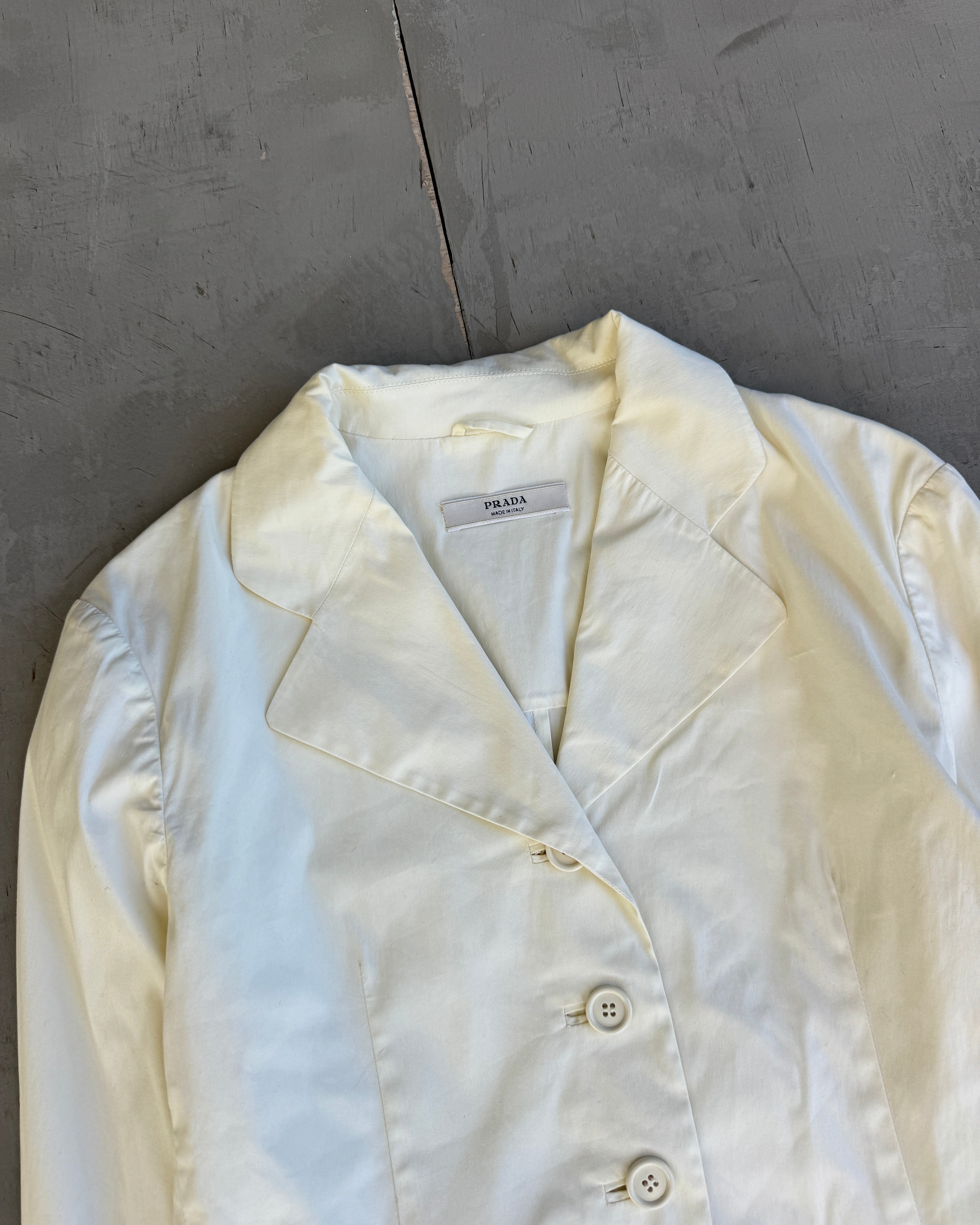 Prada Cream Lightweight Cotton Blazer - M