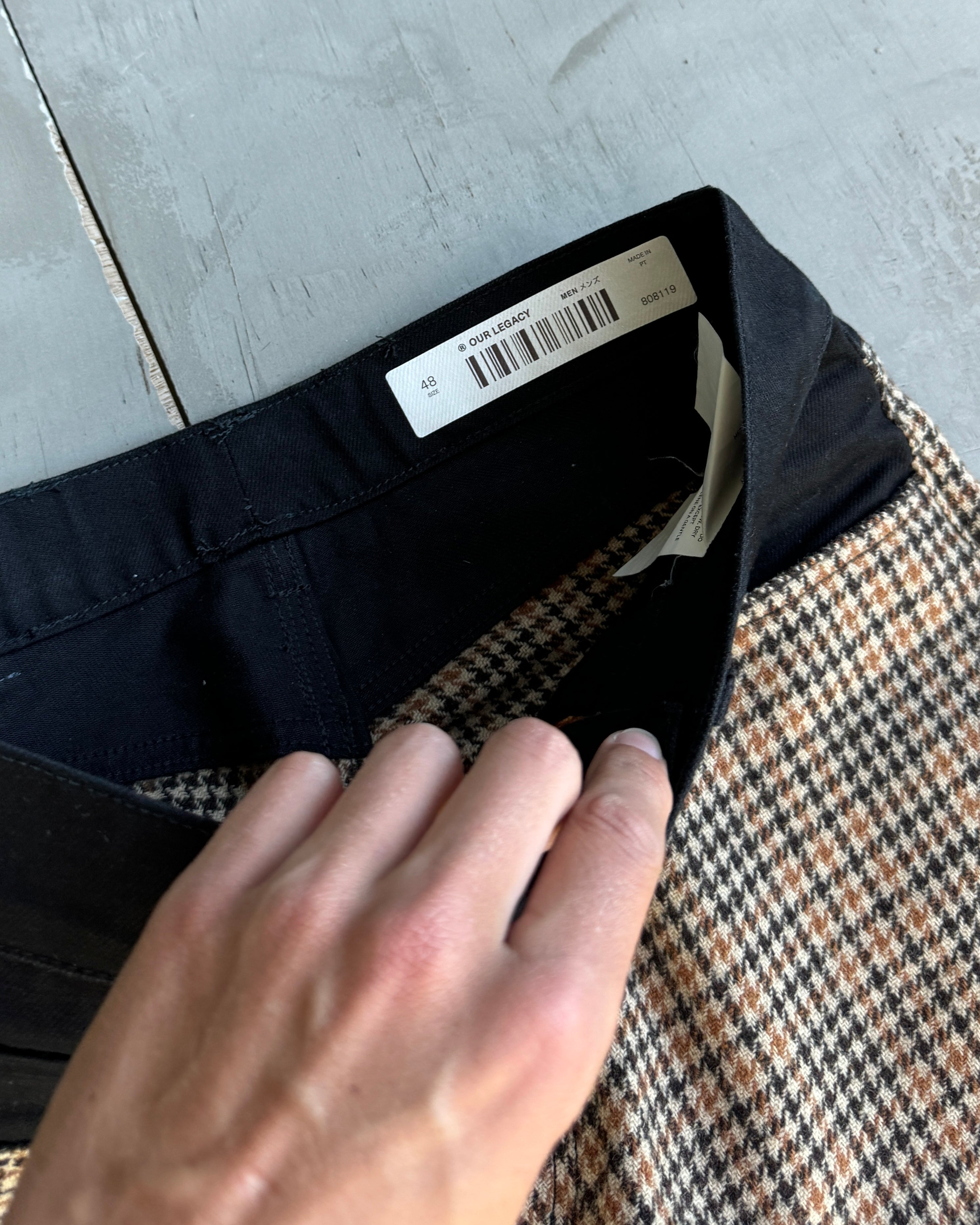 Our Legacy Third Cut Houndstooth Check Wide Leg Trousers - M