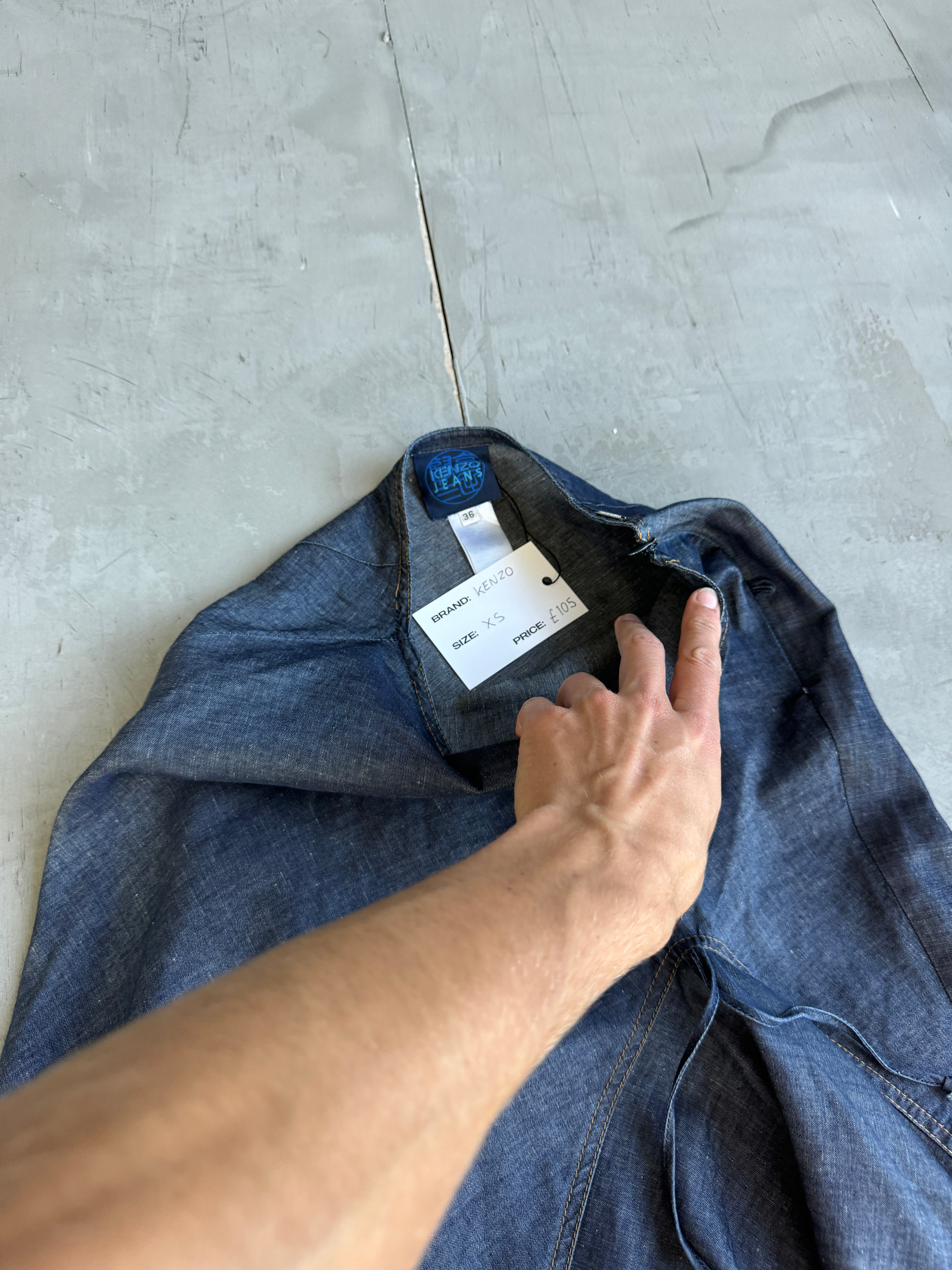 Kenzo Asymmetric Blue Cotton Maxi Skirt - S