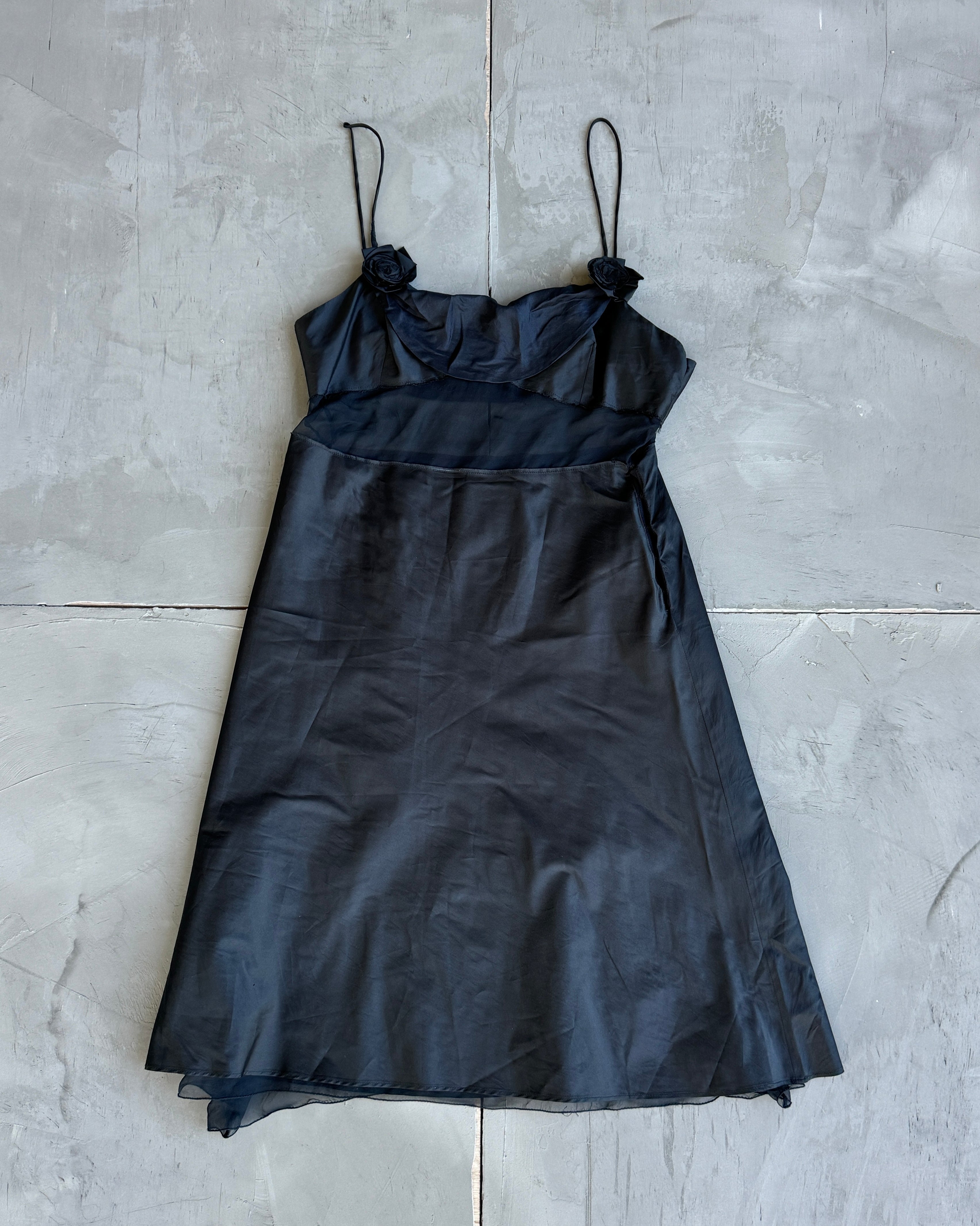 Miu Miu Silk Sheer Panel Flower Dress - M