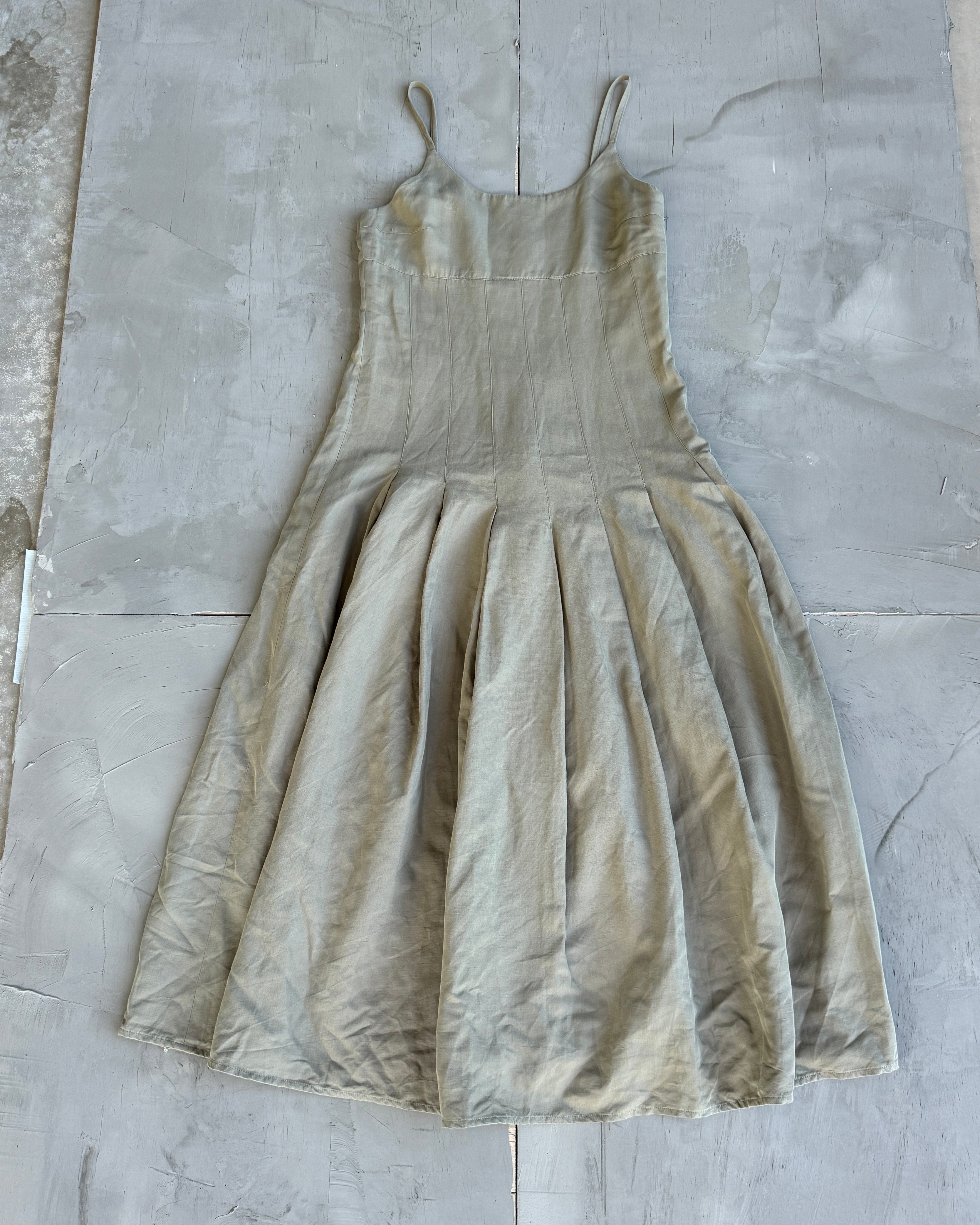 Sarah Pacini Cotton Pleated Maxi Dress - M/L